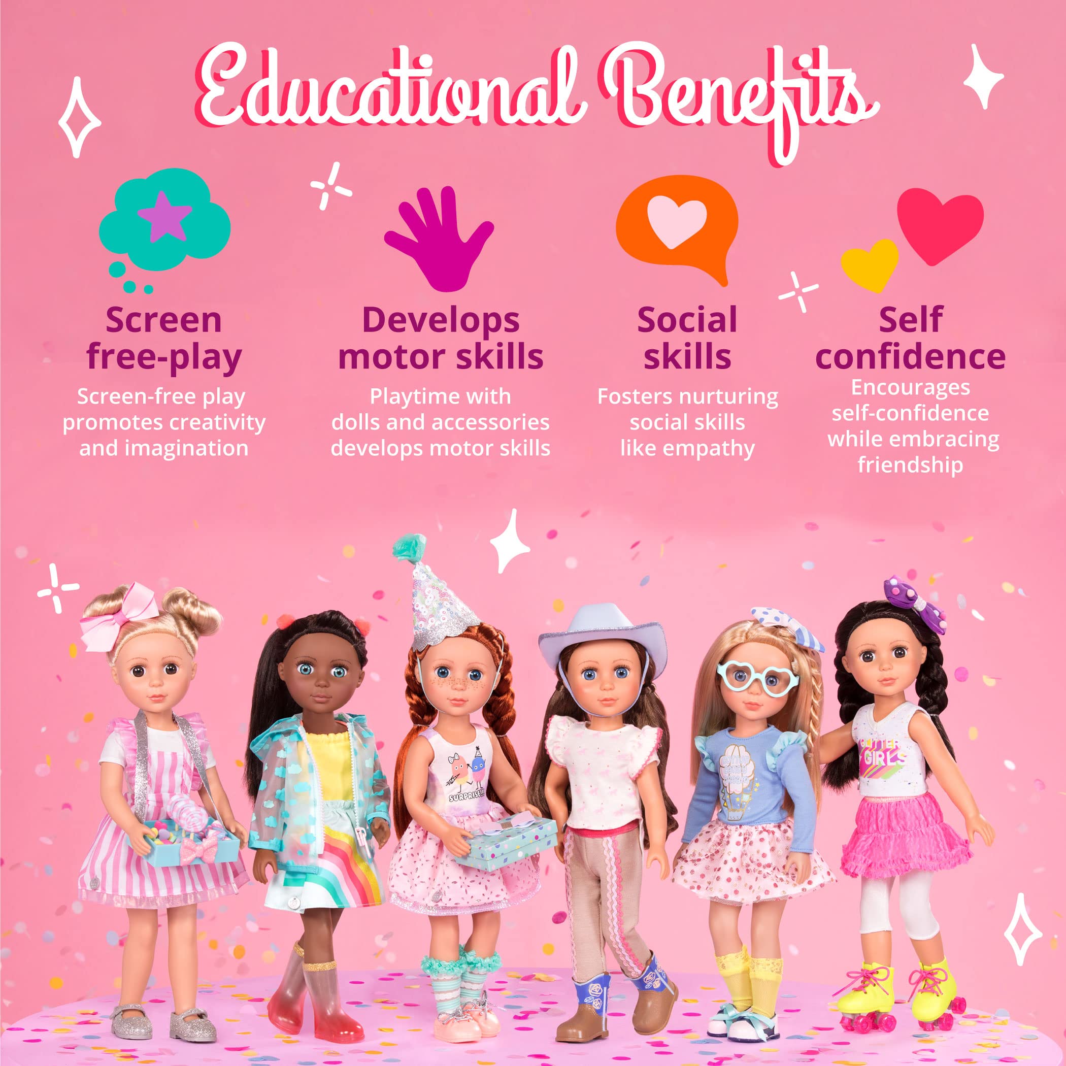 Glitter Girls Twirls of Joy Ballerina Outfit with Hearts & Stars - Ballet Dress, Hair Elastics, Shoes for 14-inch Doll - Perfect Dress-Up Toy for Kids Ages 3+ - Great for Pretend Play, Birthday Gifts & Role-Playing Fun