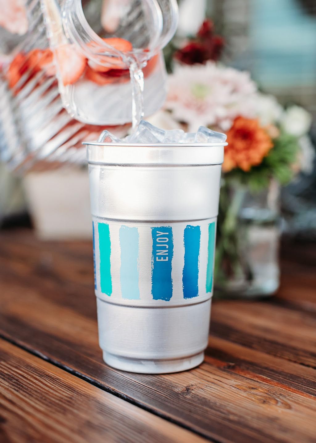Recyclable Aluminum Party Cups 24 oz - Bulk Pack of 450 Cups with Everyday Logo - Perfect for Outdoor Events, BBQs, and Sustainable Drinking Solutions