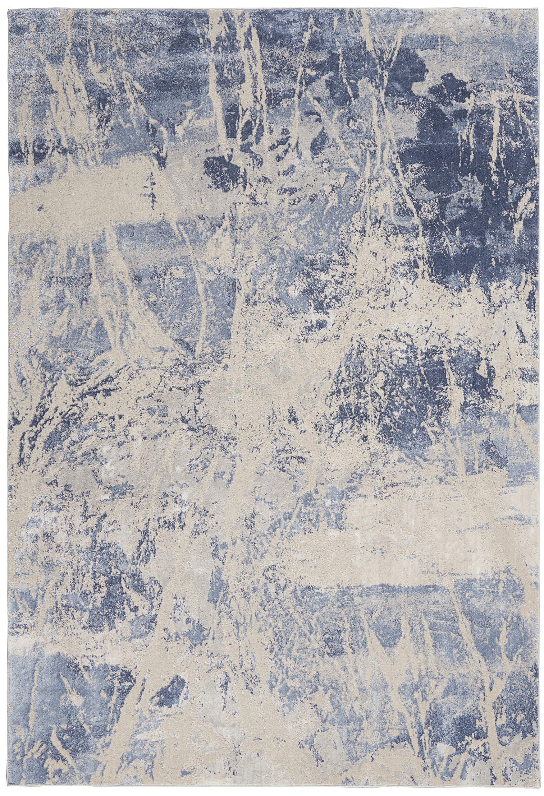 Nourison Sleek Textures Abstract Blue/Cream 3'11