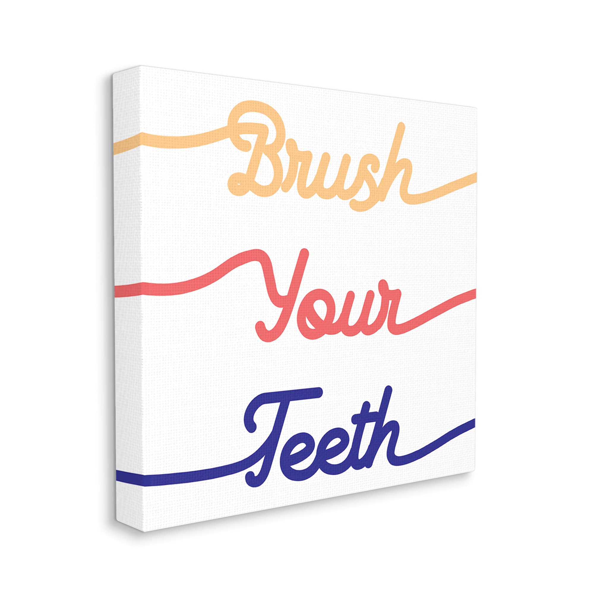 Stupell Industries Brush Your Teeth Kids Bathroom Wall Art - 17x17 Inch Colorful Dental Hygiene Canvas Print for Children's Room Decor & Bathroom Decor - Perfect for Kids Bedroom, Nursery or Dental Office
