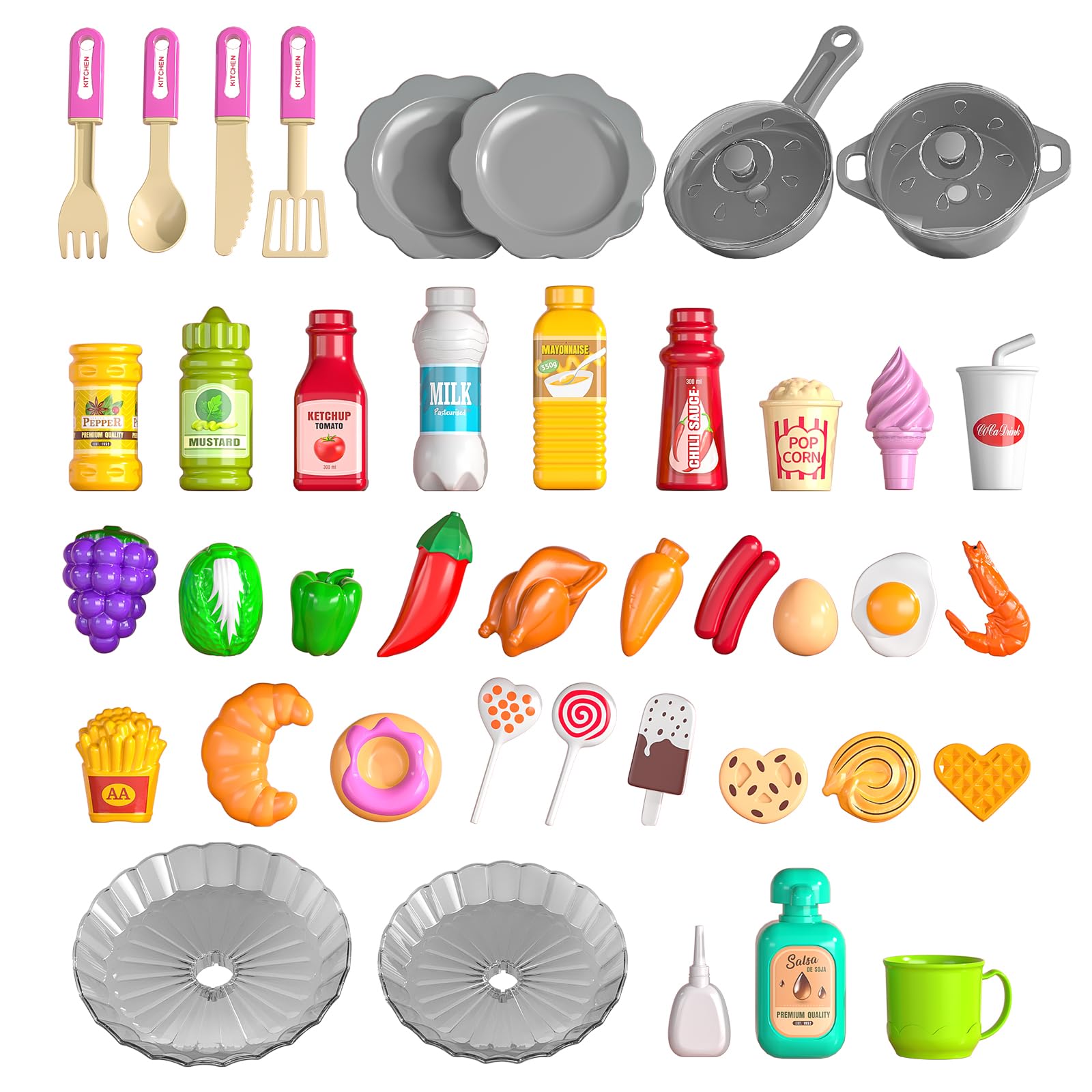 TEMI Pretend Play Kitchen Toy Set with Cutting Food & Accessories for Kids Ages 3-8 - Interactive Learning Toy for Boys & Girls - Perfect for Imaginative Play, Role-Playing Games & Early Childhood Development
