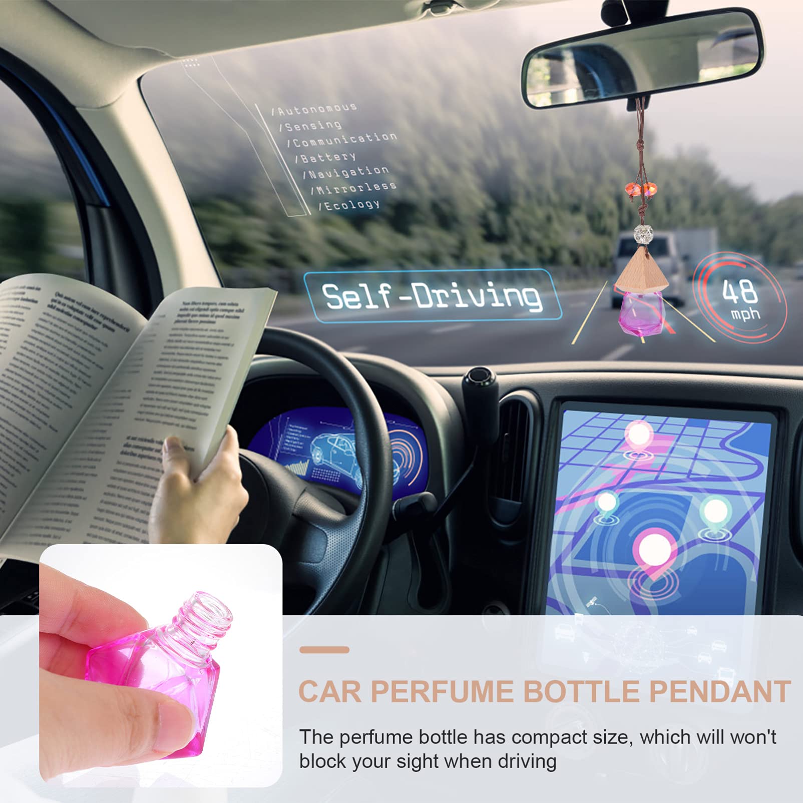 Beaupretty 2-Pack Car Perfume Pendant Hanging Diffusers - Essential Oil Aroma Diffuser for Car & Home - Mini Glass Perfume Bottle Air Freshener - Perfect for Car Interior Decor & Room Aromatherapy