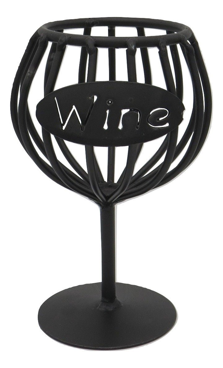 Wrought Iron Wine Cork Holder - Elegant Glass Storage Rack for Kitchen & Bar Decor | USA Made