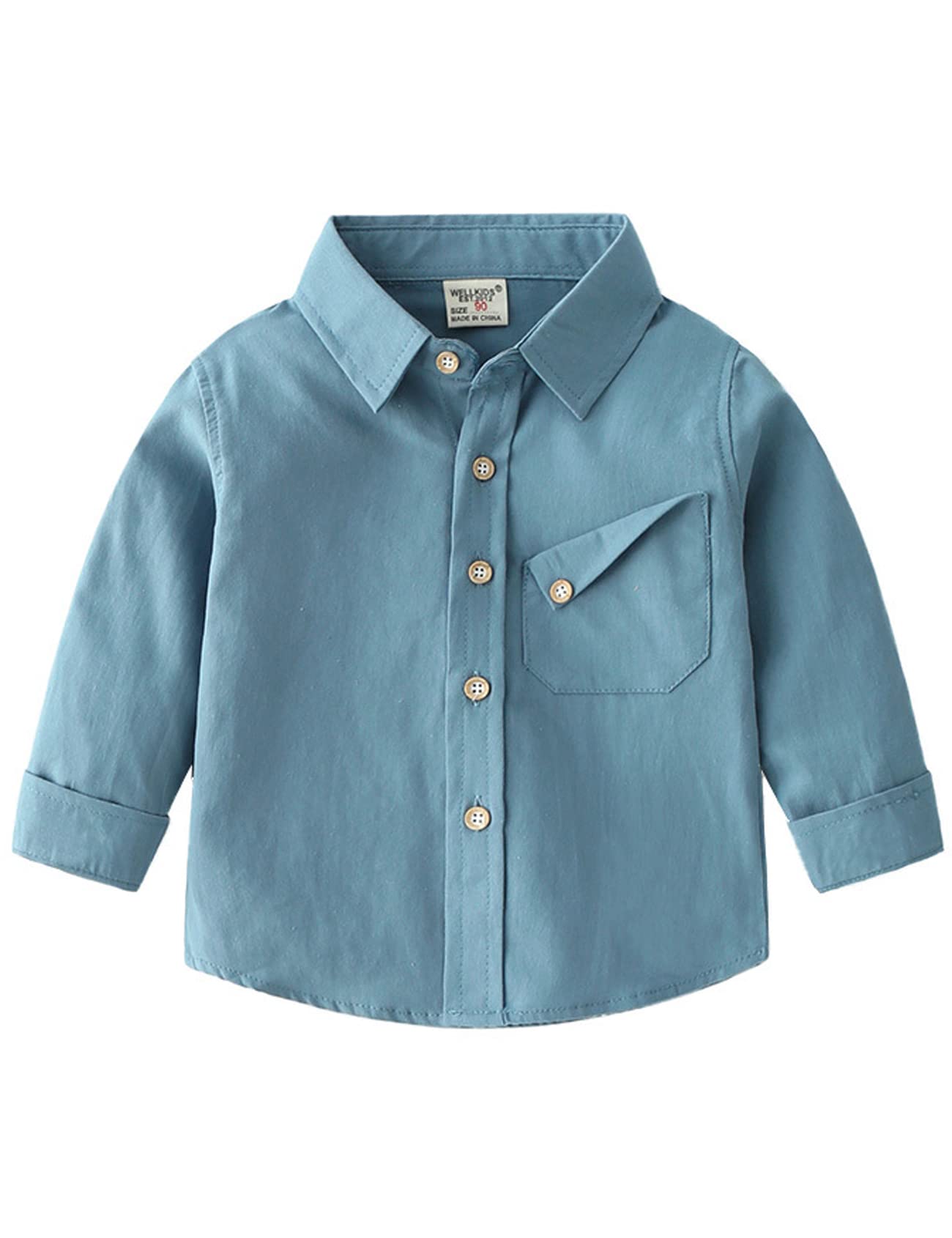 Toddler Boys' Long Sleeve Button Down Dress Shirts - Formal Uniform Solid Color Shirt for Baby Boys | Perfect for Weddings, School Photos & Special Occasions