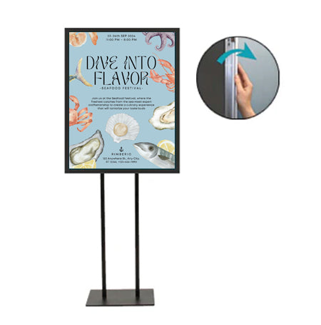 Double Pole Floor Stand 13x19 Sign Holder | 1 1/4