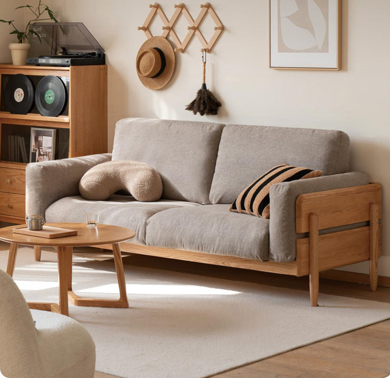 Solid Oak Wood Sofa - Modern High Back Design for Living Room, Lounge & Office - Durable & Stylish Furniture for Home Decor