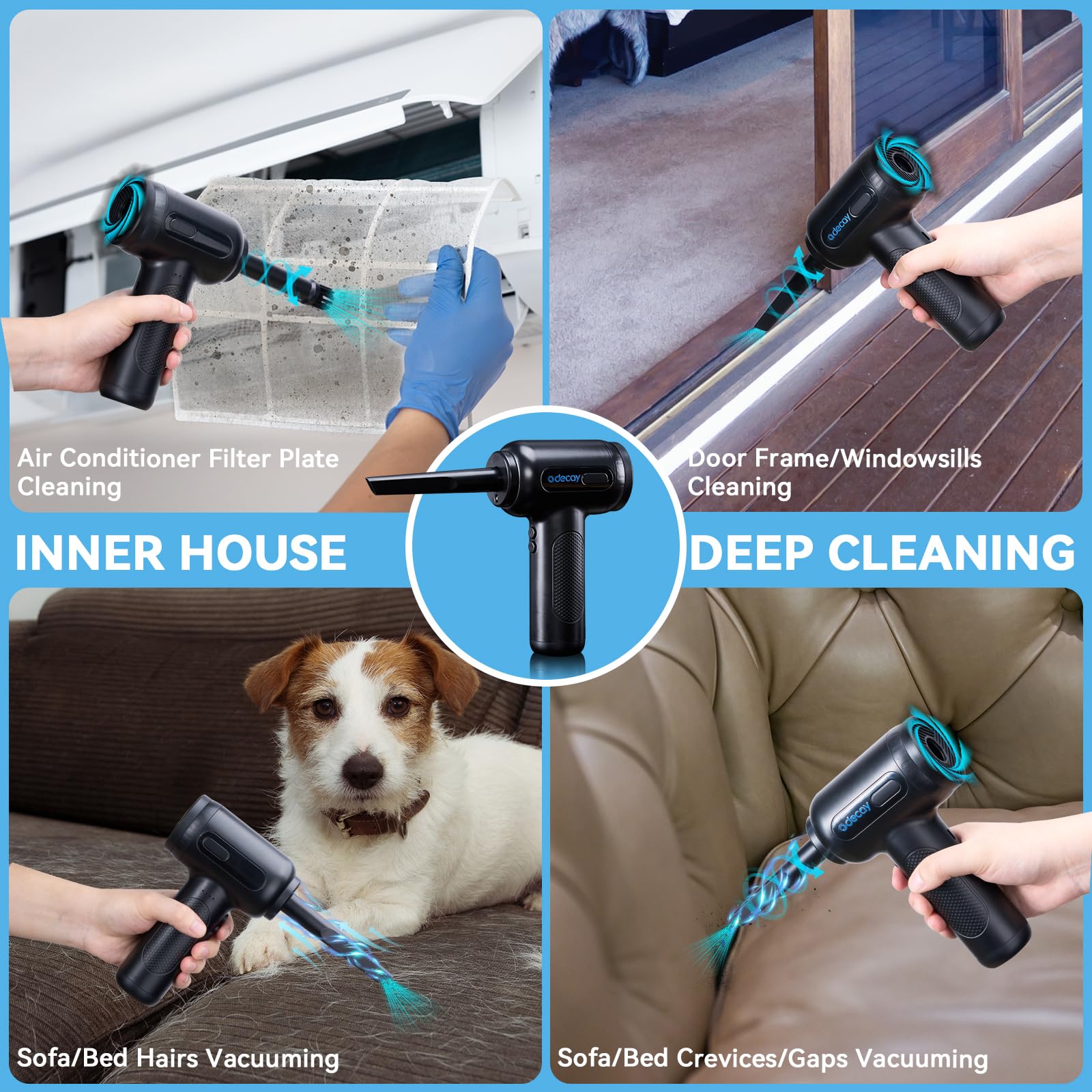 PRO Compressed Air Duster - Electric Keyboard Cleaner & Cordless Air Blower for PC, Laptop, Electronics | Brushless Motor | Perfect for Computer Maintenance, Car Detailing & Home Office Cleaning