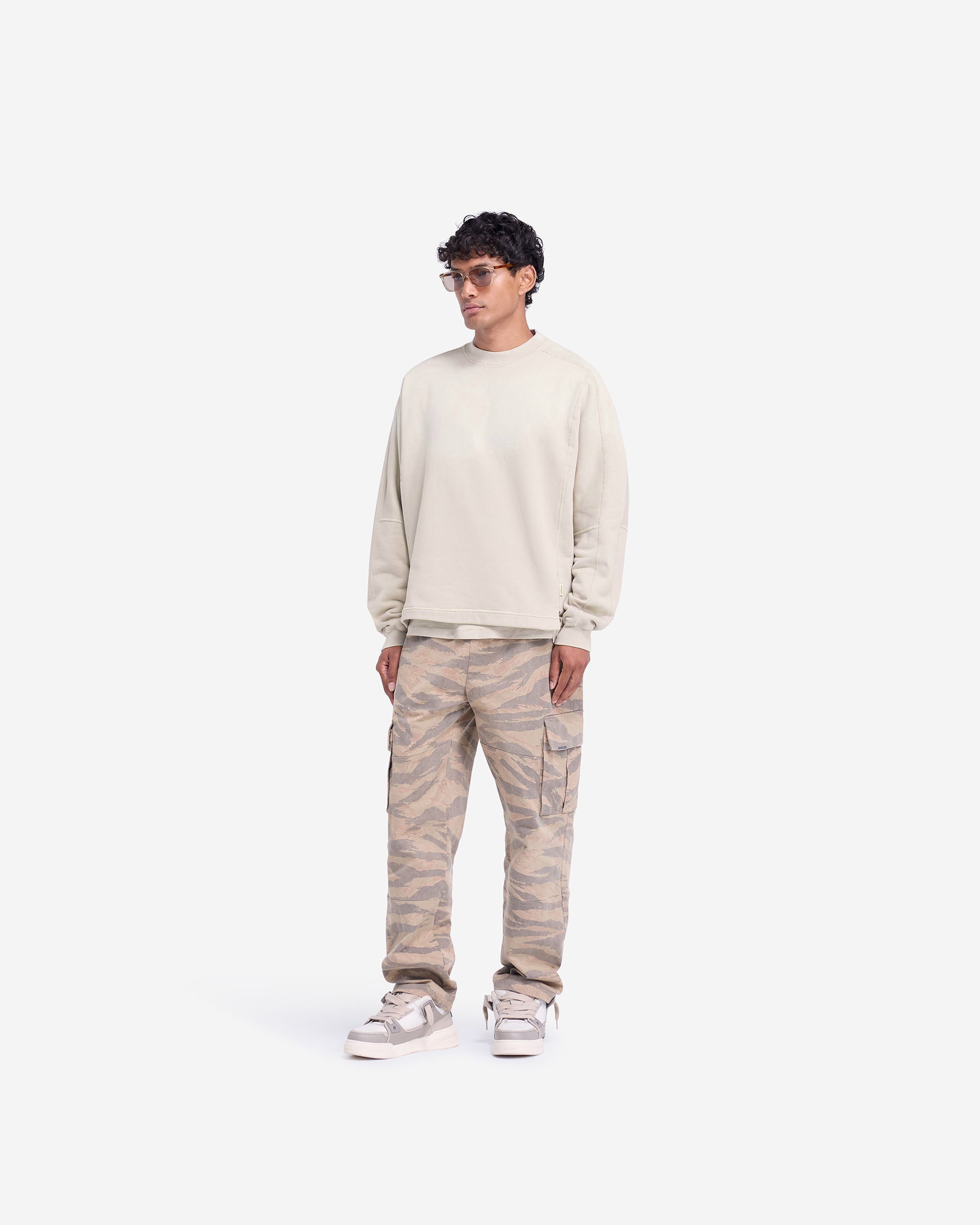 Stepped Hem Sweatshirt in Oat - Trendy Oversized Pullover for Women | Perfect for Casual Outfits, Streetwear & Loungewear