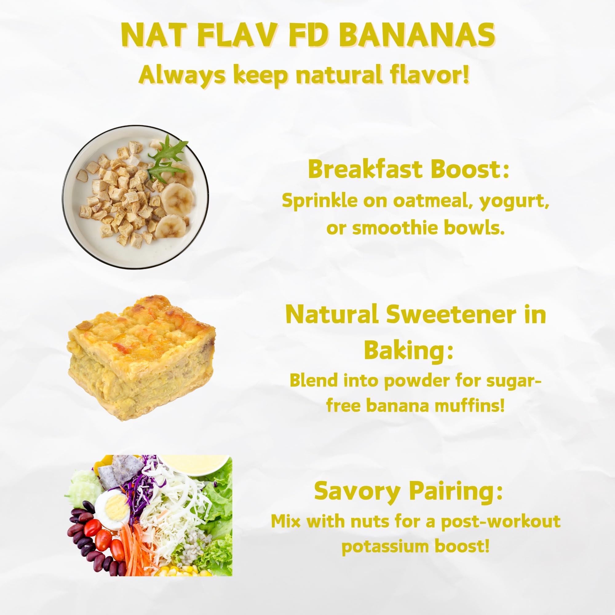 Freeze Dried Banana Slices 7oz | 100% Natural, No Sugar Added, Non-GMO, Vegan Snacks | Healthy Dried Fruit for Kids & Adults | Perfect for Camping, Hiking, Backpacking & School Lunches | Made from Fresh Bananas