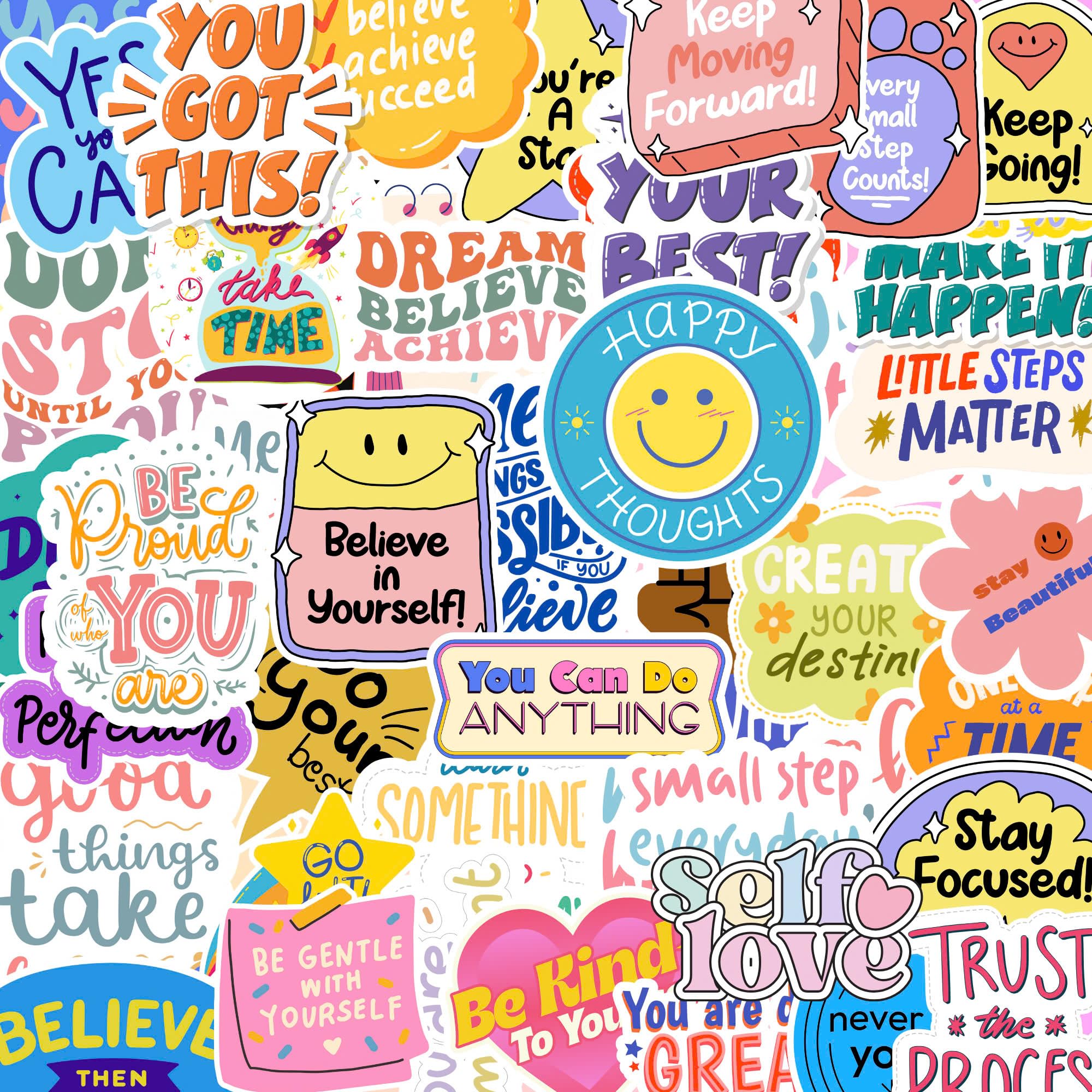 Motivational Vinyl Stickers - Inspirational Positive Quote Decals for Water Bottles, Skateboards & Laptops - Encouraging Gift Ideas for Students, Kids & Teens - Perfect for School, Work & Daily Motivation
