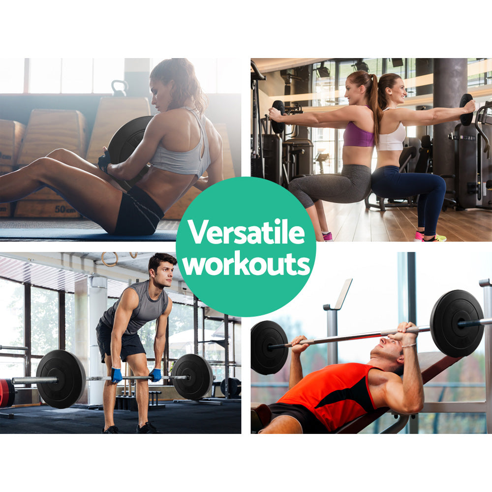 2 x 5KG Standard Barbell Weight Plates - Rubber Coated Gym Equipment for Home Workouts, Strength Training & Fitness Exercises | Perfect for Weightlifting, CrossFit & Home Gym Setup