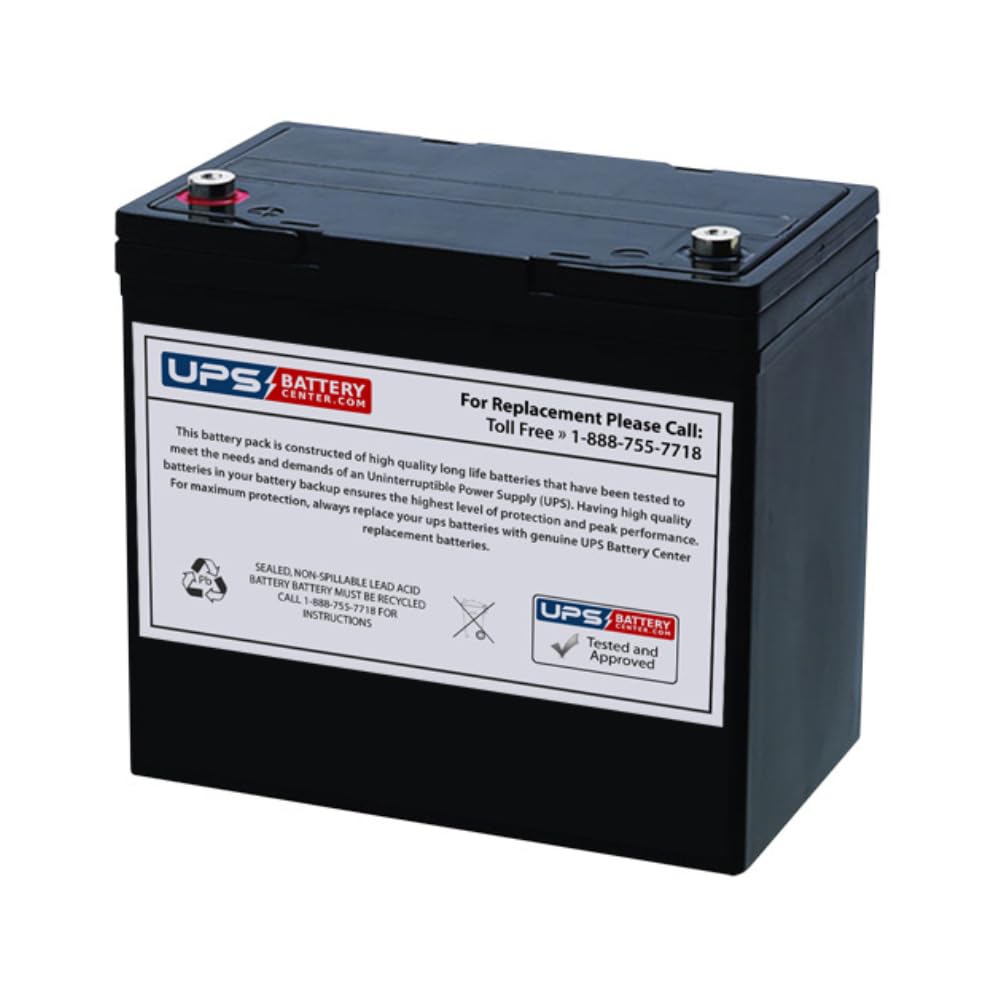 UPSBatteryCenter® 12V 55Ah F11 Compatible Replacement Battery for Power-Sonic STR223136 - Perfect for Solar Power Systems, Emergency Backup, and Medical Equipment Power Supply