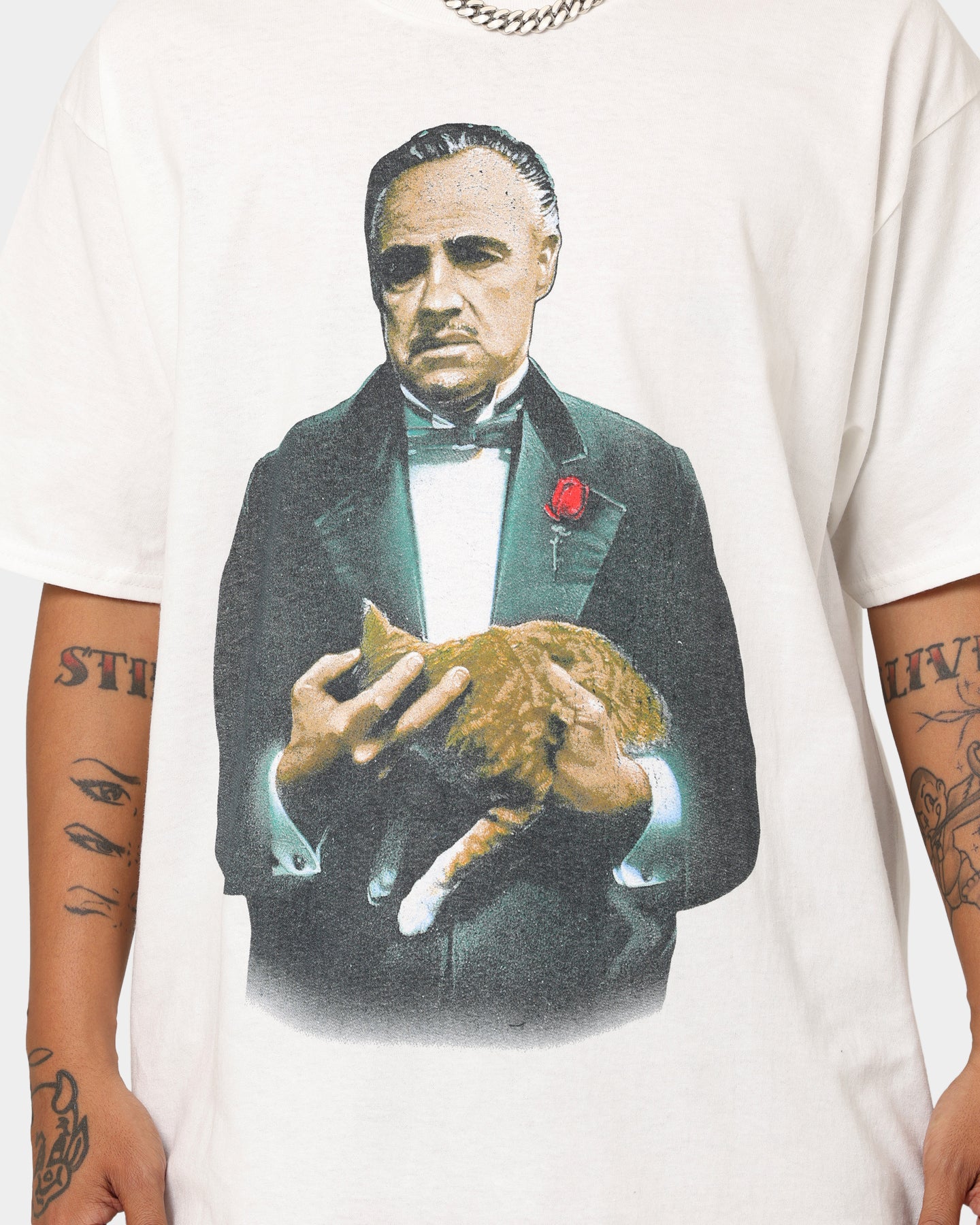 The Godfather Cat T-Shirt - White Cotton Vintage Graphic Tee for Men & Women | Perfect for Casual Wear, Movie Nights & Gifts