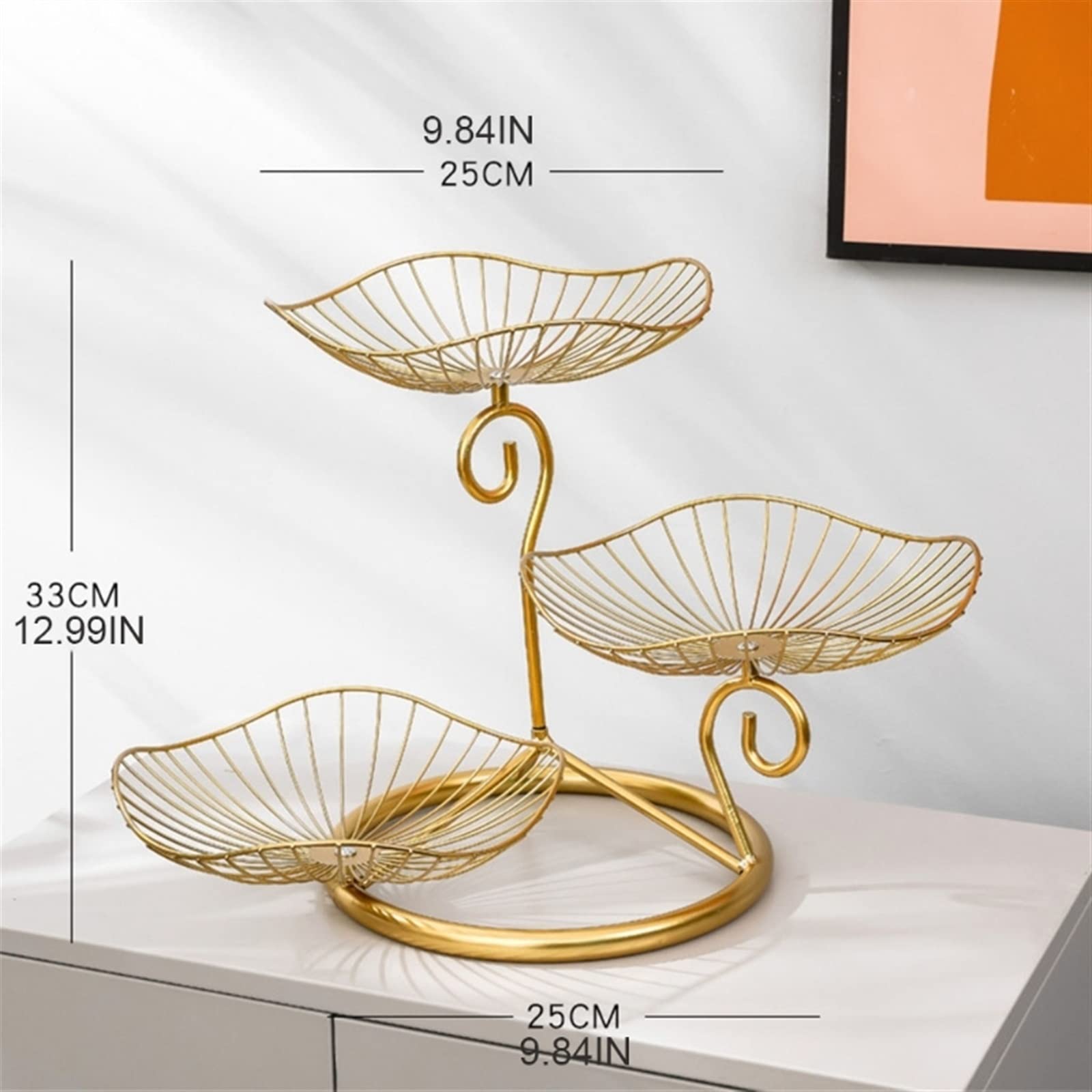 3-Tier Metal Fruit Basket - Creative Countertop Fruit Bowl & Vegetable Storage Rack - Decorative Kitchen Organizer for Apples, Bananas, Oranges - Perfect for Dining Table, Pantry & Kitchen Decor