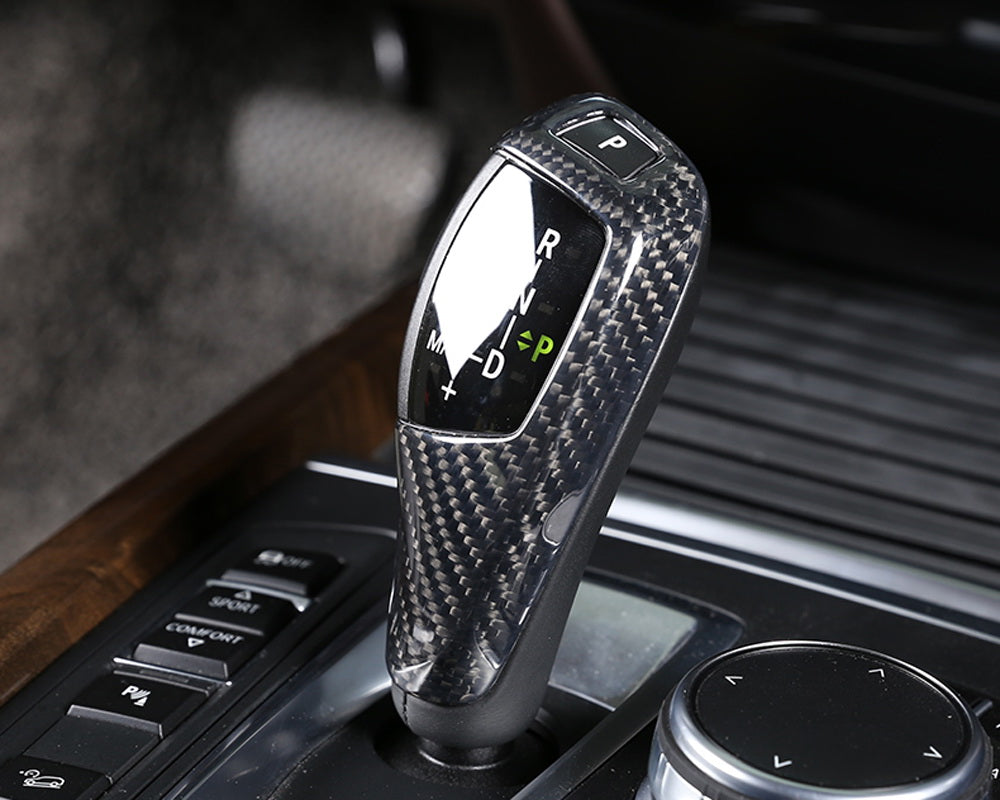 Premium Carbon Fiber Shift Knob Cover for BMW F Series (F20 F30 F40 F10 F07) & X Models (X3 X4 X5 X6) - Lightweight & Durable Manual/Automatic Gear Shift Enhancer - Perfect for Racing & Daily Driving