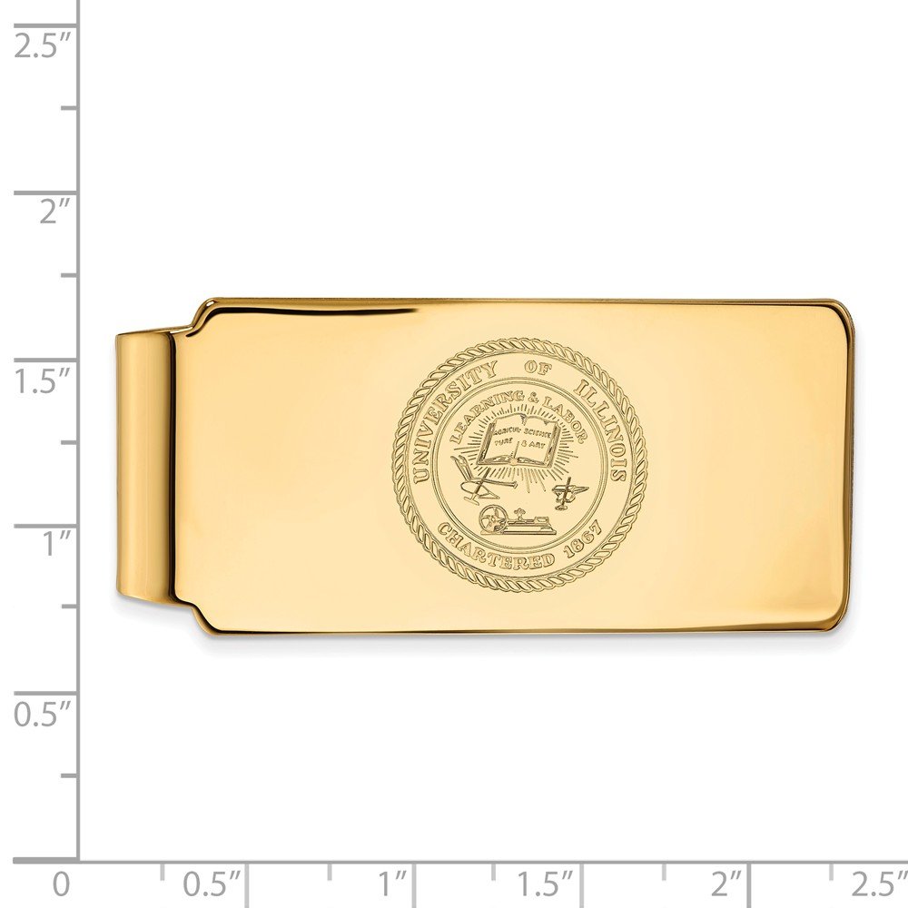 10k Yellow Gold Illinois Crest Money Clip - Elegant & Durable Wallet Accessory for Men - Perfect for Gifts, Weddings, and Business Events