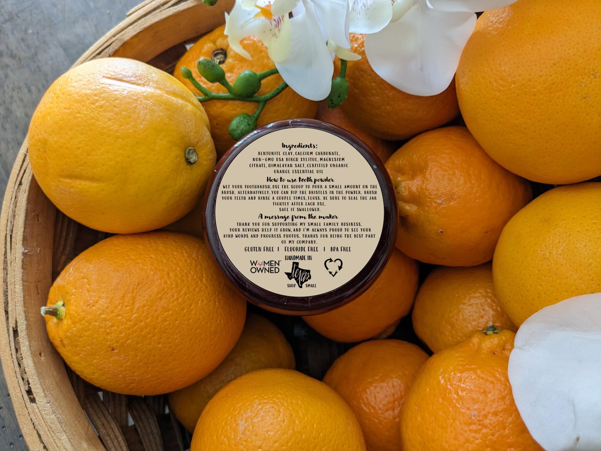 Fluoride-Free Remineralizing Tooth Powder for Kids - Orange Flavor, Safe & Natural (6-Month Supply) | Strengthens Teeth, Promotes Healthy Gums & Whitens Smile | Ideal for Children's Daily Oral Care & Travel Use