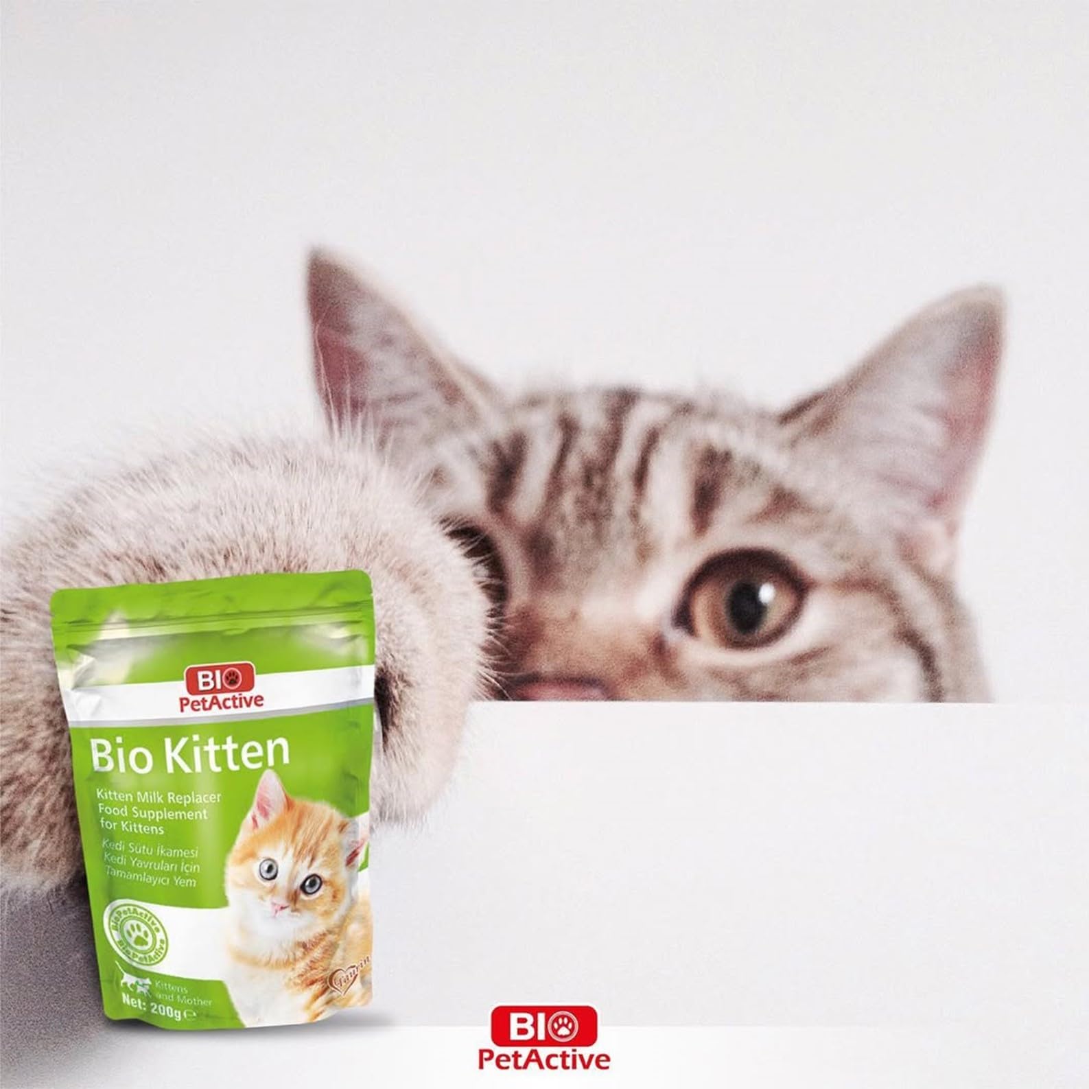 Bio Pet Active Kitten Milk Replacer Powder - Nutrient-Rich with Vitamins, Minerals & Taurine for Kittens & Nursing Cats | Easy Digest Formula | 7.05 oz | Perfect for Newborn Kittens, Orphaned Kittens & Weaning Kittens