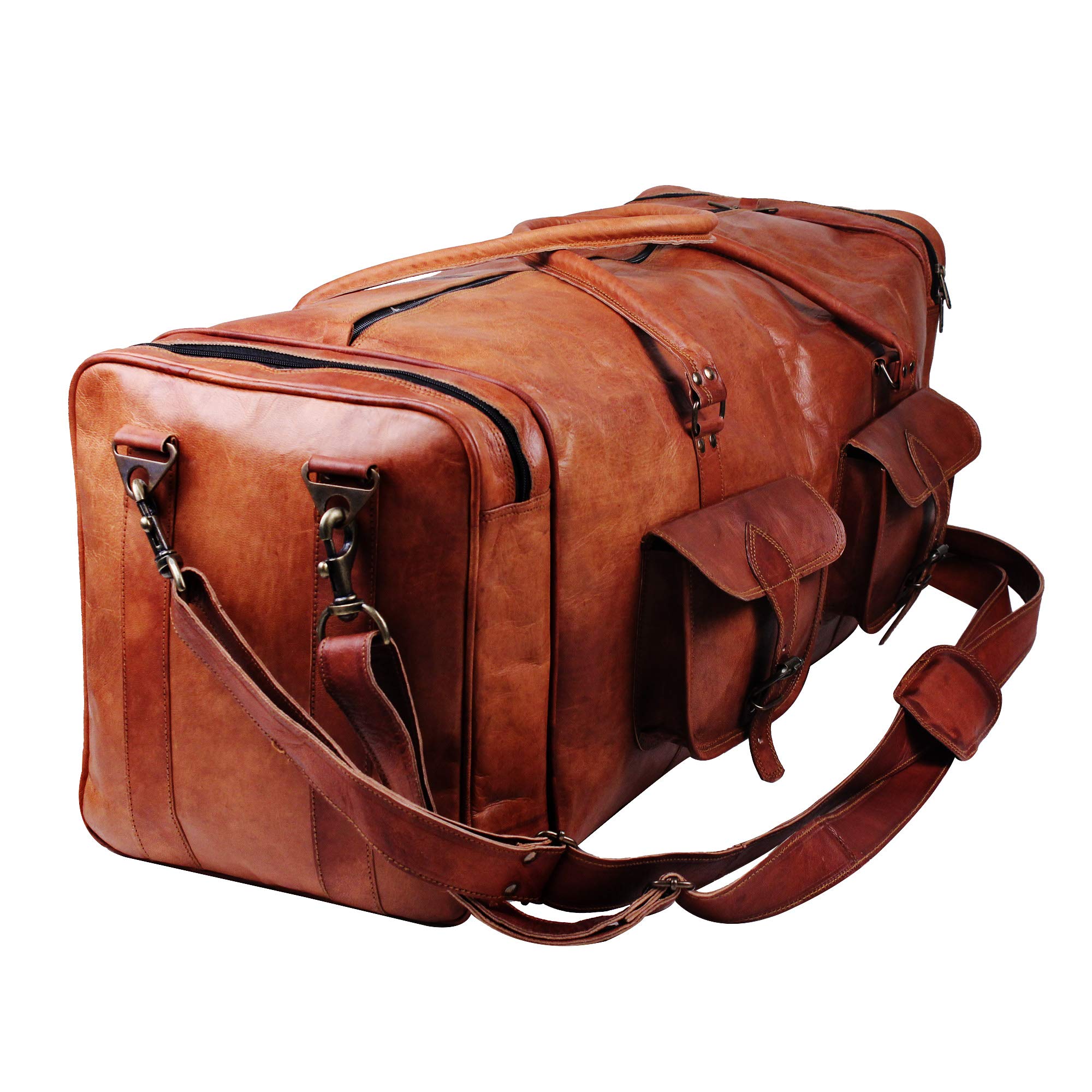 Premium 30-Inch Large Leather Duffle Bag for Men & Women - Oversized Weekender Travel Luggage | Durable Genuine Leather Carryall for Gym, Business Trips & Weekend Getaways