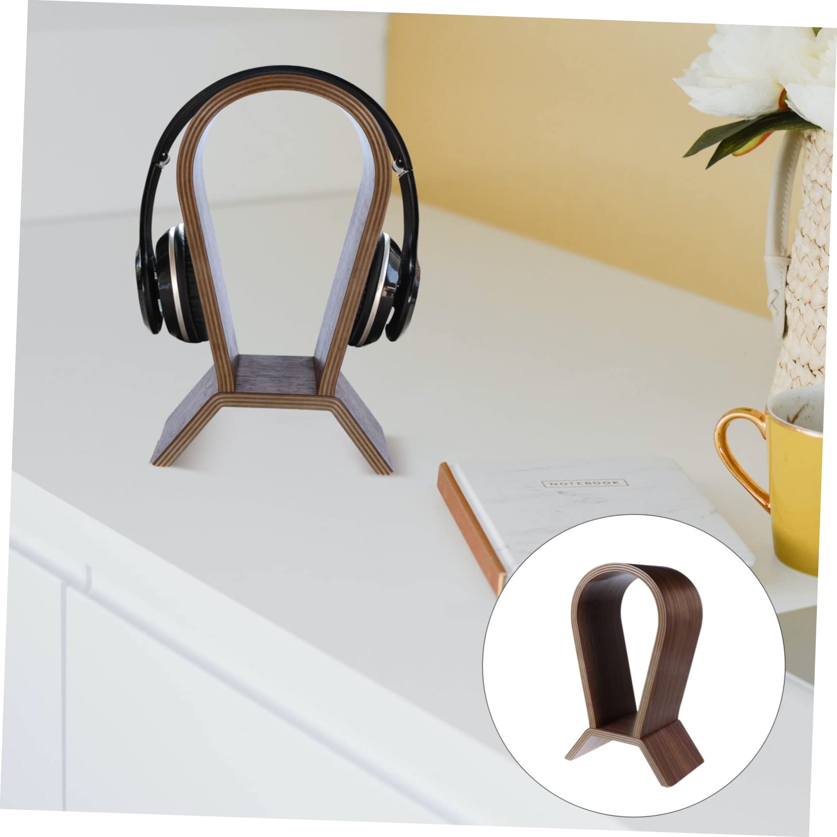 Veemoon Premium Walnut Wood Headphone Stand - Multi-Functional Headset Holder for Home & Office Use, Perfect for Gaming Setup and Audio Equipment Organization