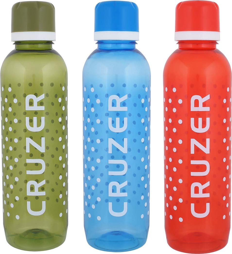 Aarushi BPA-Free Food Grade Plastic Water Bottle Set of 3 | Reusable Leak-Proof Multicolor Bottles for Gym, School, Office & Outdoor Activities