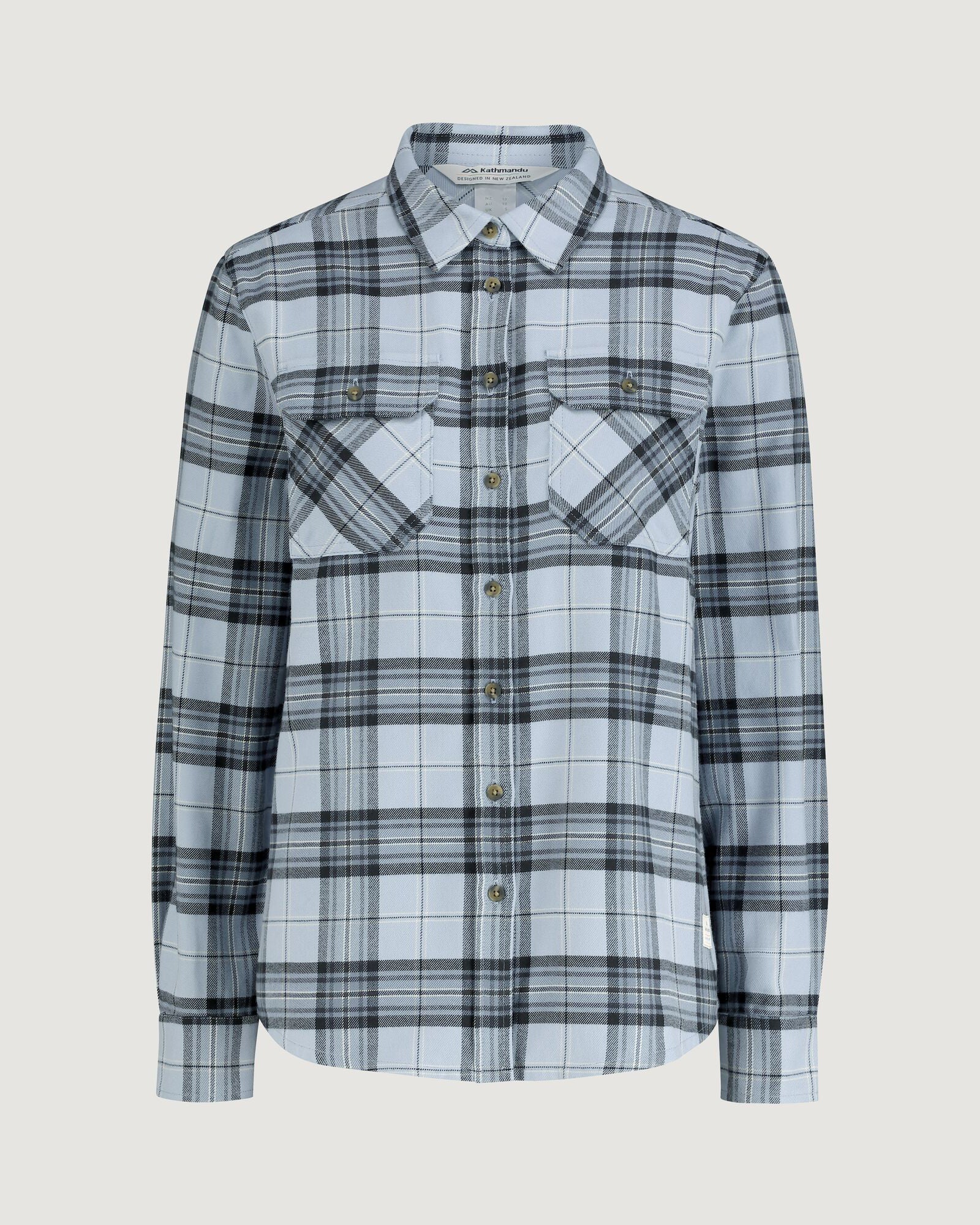 Carrillon Women's HF Long Sleeve Shirt - Ripple/Night Check Plaid Button Down Top for Office, Casual Wear & Fall Outfits