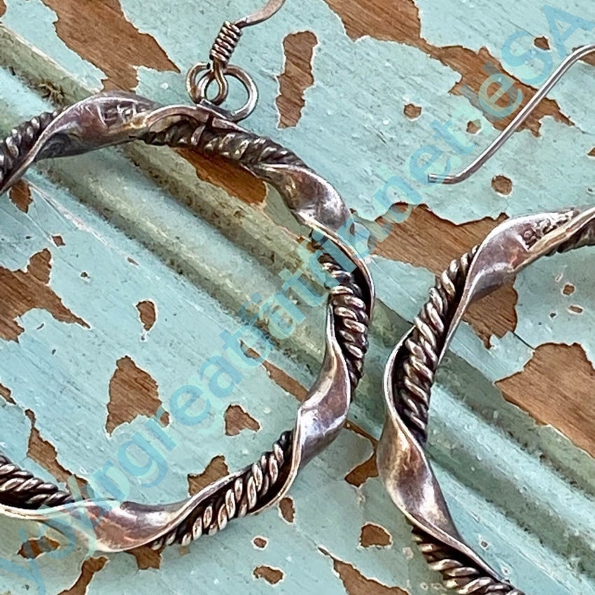 Vintage Mexican Sterling Silver Hoop Earrings for Women - Handmade Pierced Dangle Earrings for Everyday Wear, Parties & Gifts