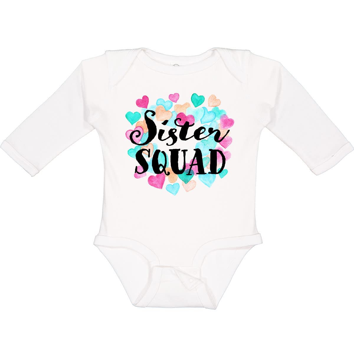 Inktastic Sister Squad Hearts Long Sleeve Creeper - Matching Family Outfits for Sisters, Best Friends & Siblings - Perfect for Family Photos, Christmas Pajamas & Sister Bonding Moments