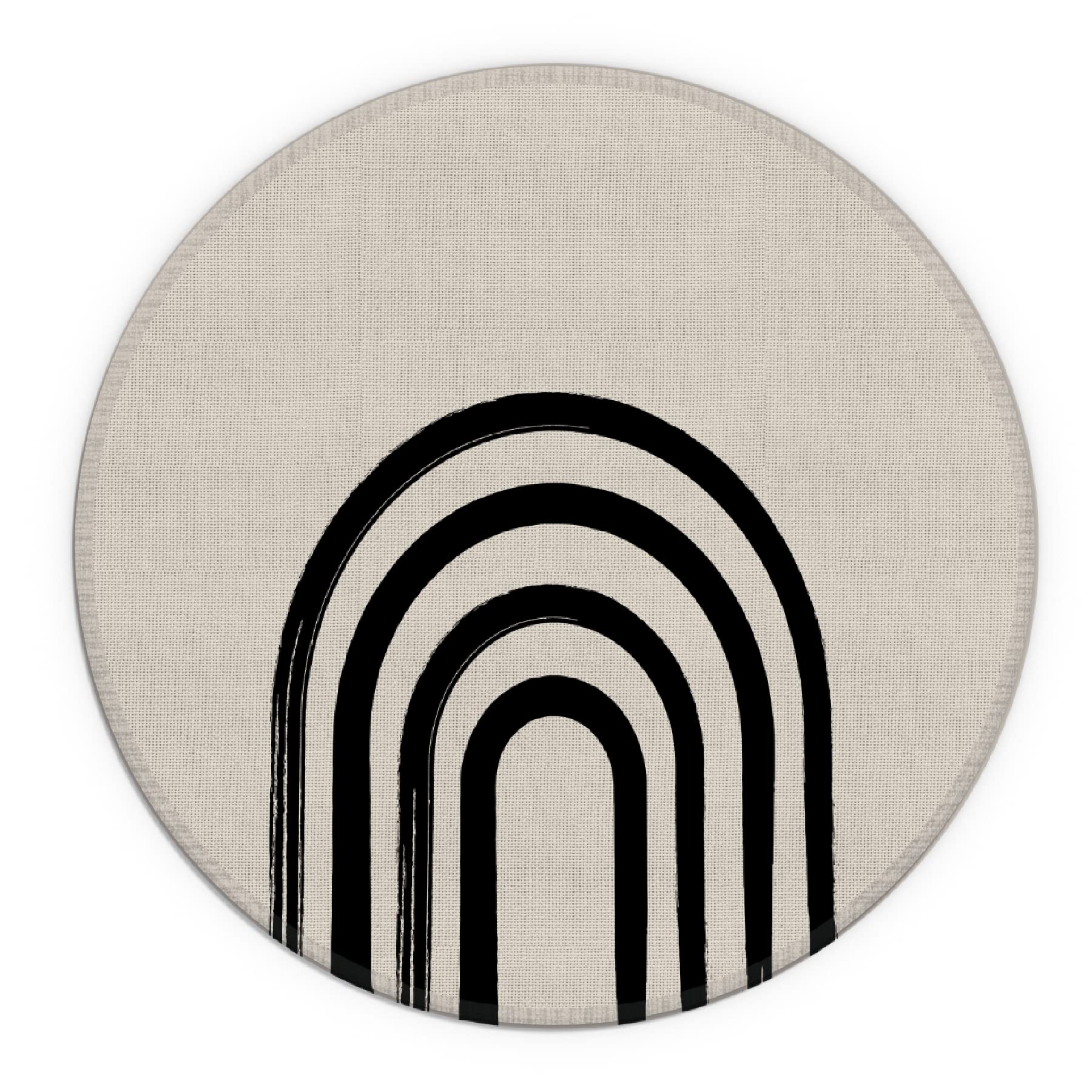 Minimalist Boho Black Line Rainbow Waterproof Round Mouse Pad - 7.9 x 7.9 Inch Non-Slip Rubber Base Desk Mat for Office, Home, Dorm Decor - Perfect Gift for Boho Lovers, Women & Girls - Great for Work, Gaming & Study Setup