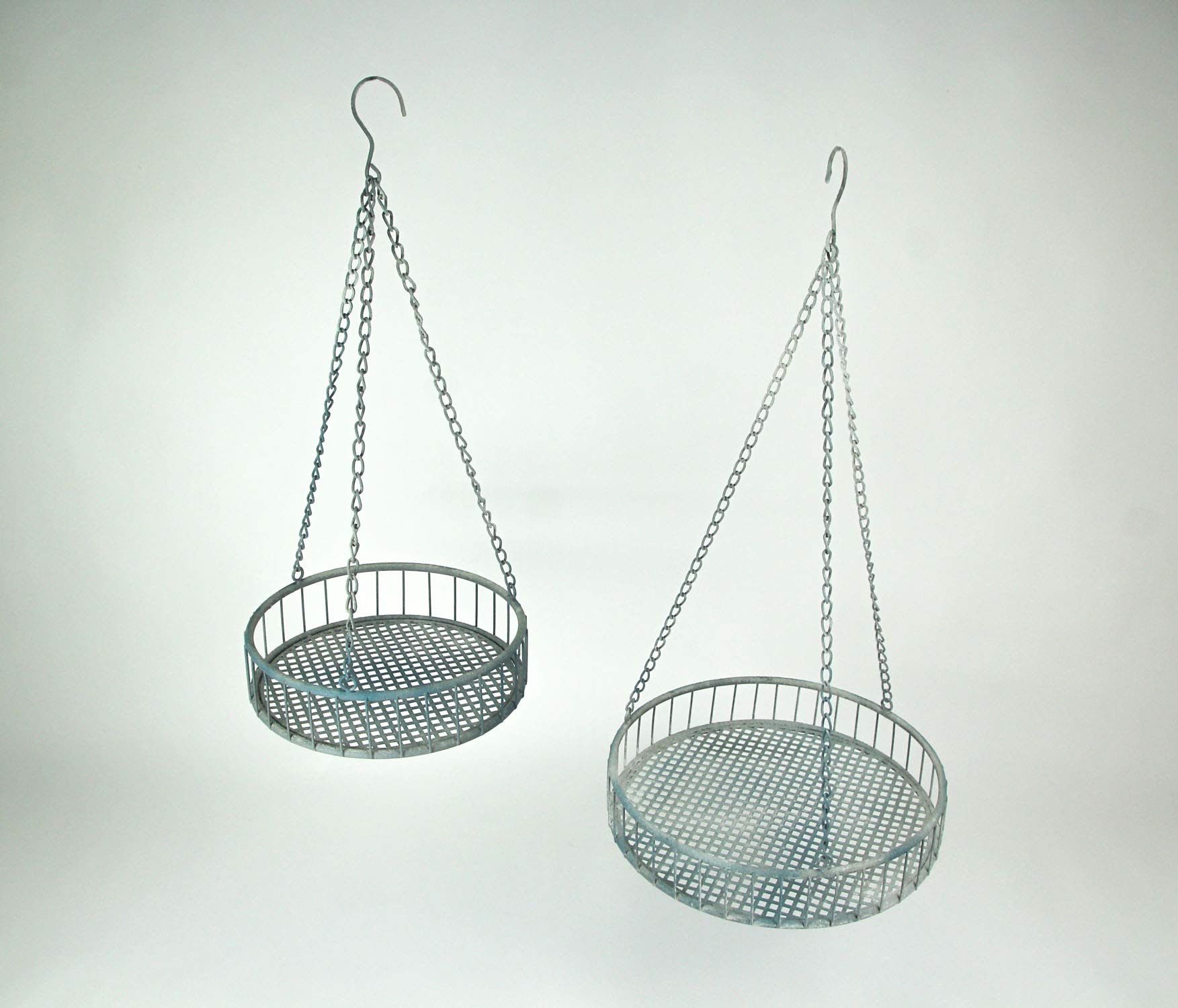 2 Pack Weathered Gray Metal Hanging Planters for Indoor/Outdoor Decor
