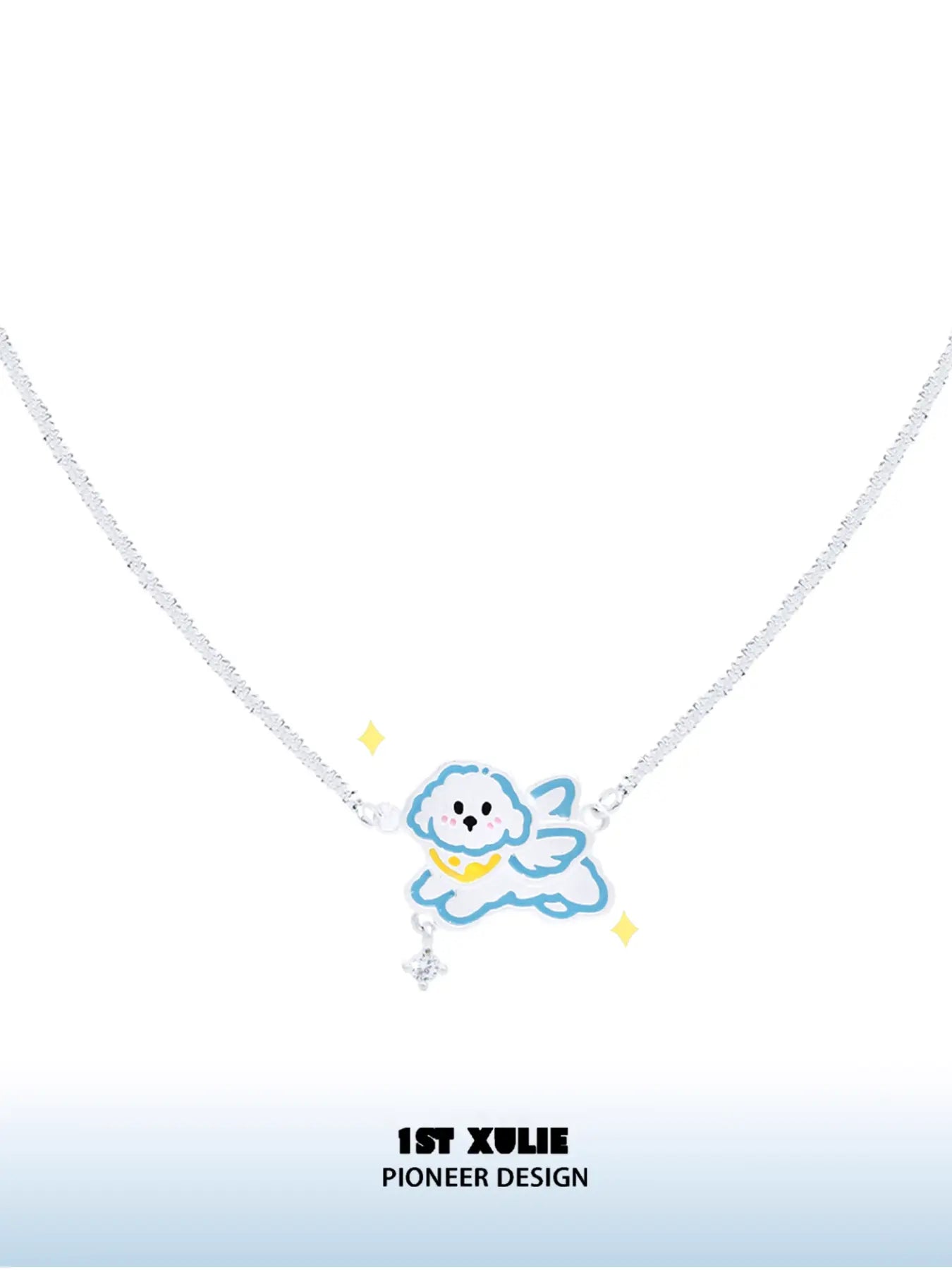 Angel Cuties Puppy Hand Painted Colorful Resin Choker Necklace™ - Unique Handmade Dog Lover Gift for Women, Girls - Perfect for Valentine's Day, Birthday & Everyday Fashion Accessory