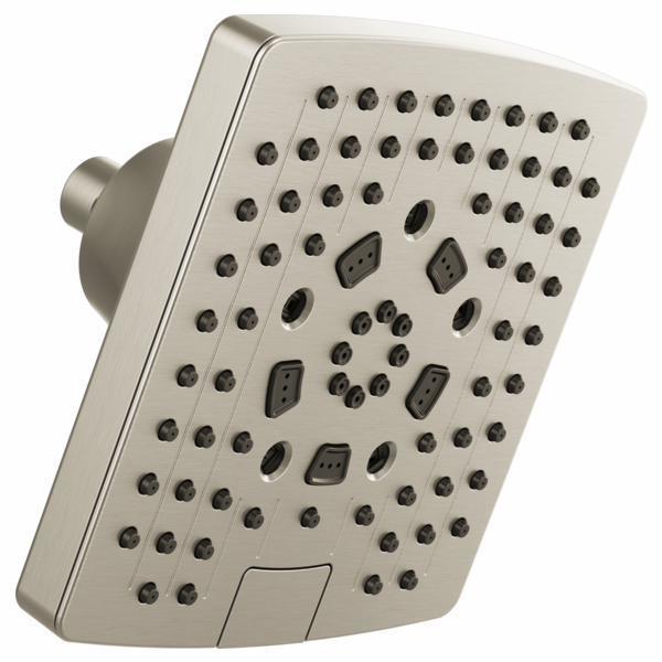 Brizo 87406 BN 7-Square 5-Function Shower Head 1.75 GPM Brushed Nickel - High Pressure Rainfall Showerhead for Bathroom, Spa-Like Experience, Water Saving & Easy Installation