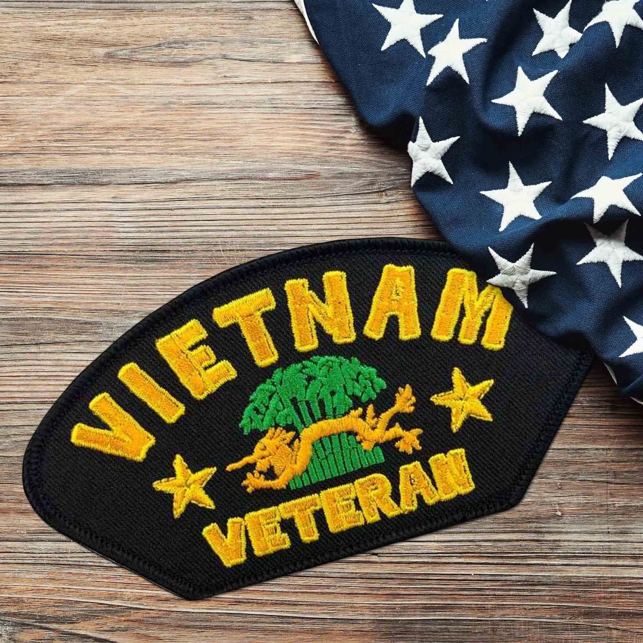 Vietnam Veteran Embroidered Military Patch with Dragon Design - Iron On or Sew On for Jackets, Hats, Bags & Military Uniforms