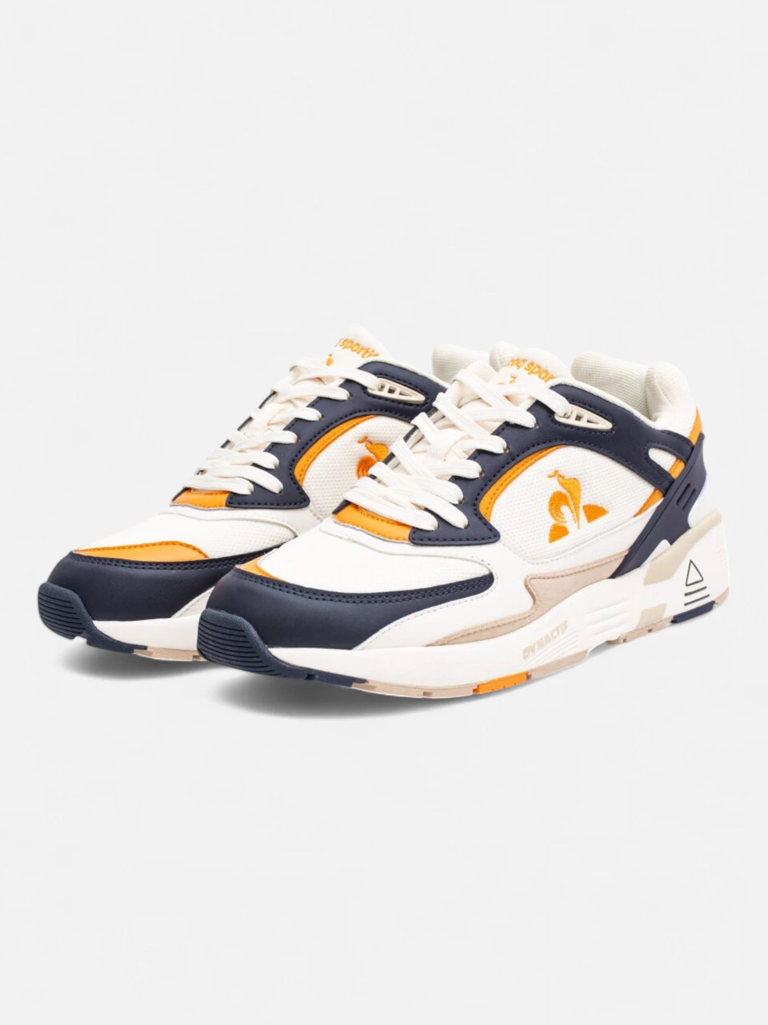 Le Coq Sportif R1100 Pop Sneakers - White, Blue & Orange Running Shoes for Men & Women | Perfect for Jogging, Gym & Casual Wear