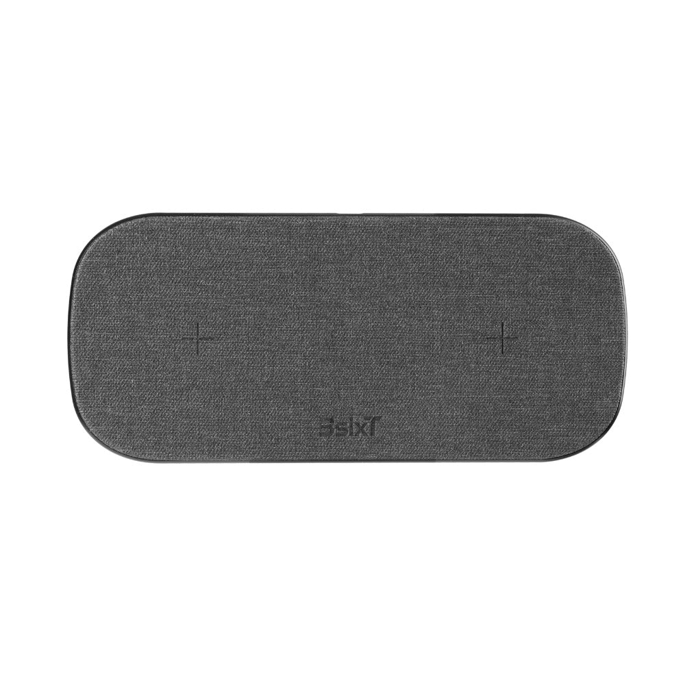 3sixT 15W + 15W Fast Wireless Charging Pad for iPhone & Android - Dual Device Charging Station - Black - Perfect for Home, Office & Nightstand Charging