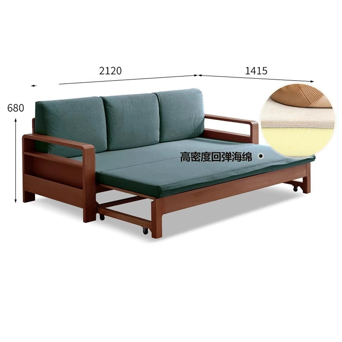 Oak & Beech Folding Multi-Functional Storage Sofa Bed - Convertible Guest Bed with Hidden Storage for Small Spaces, Living Rooms & Apartments