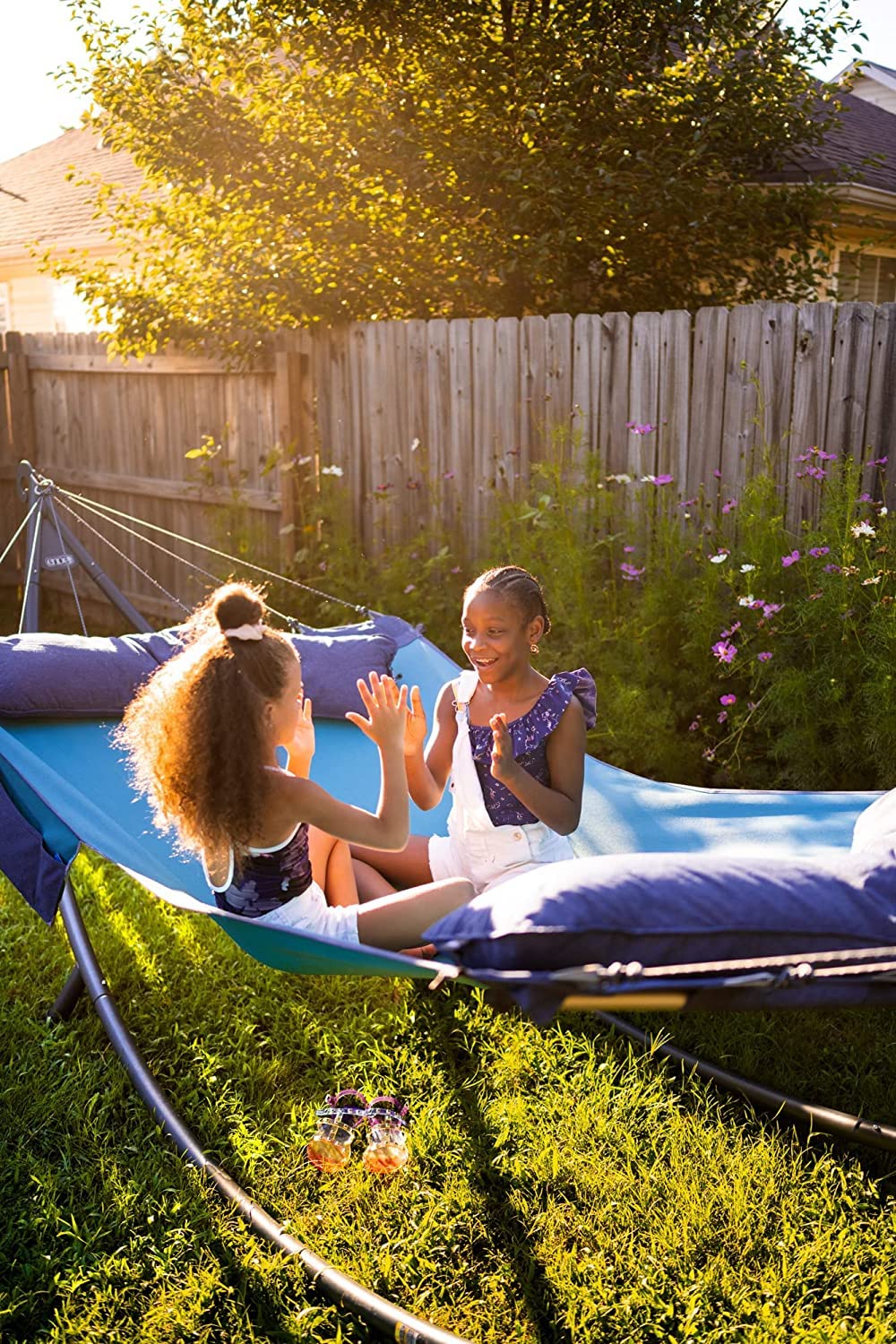 ENO SuperNest SL Hammock - 1-2 Person Outdoor Hammock for Backyard, Patio, Lawn & Balcony - Lightweight & Durable Camping Gear - Perfect for Relaxing, Reading & Napping (Coastal Blue)