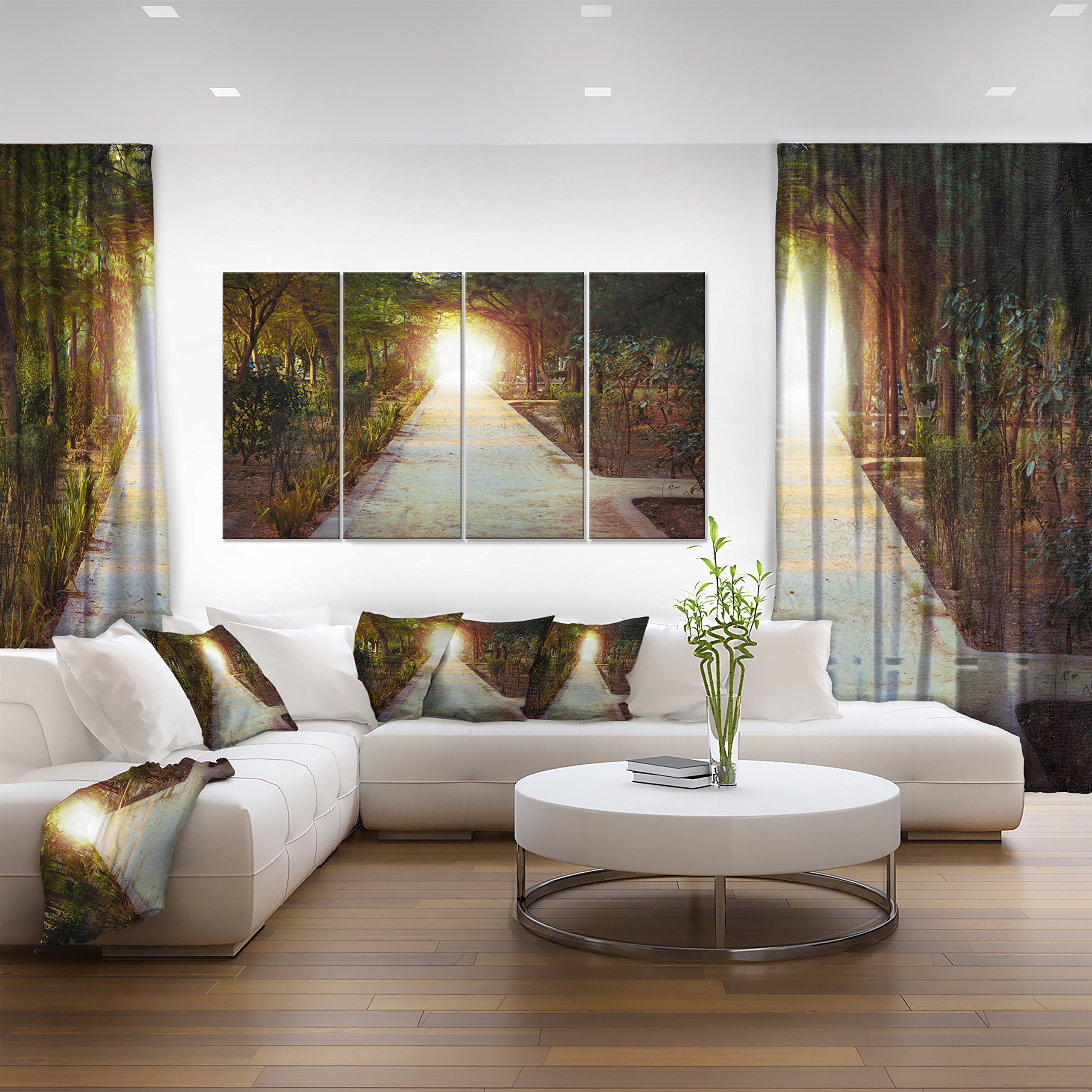Designart Path to Magical Mystery Woods Landscape Canvas Print - 48x28 Inch 4-Piece Wall Art Set (PT9351-271) - Perfect for Living Room, Bedroom & Office Decor