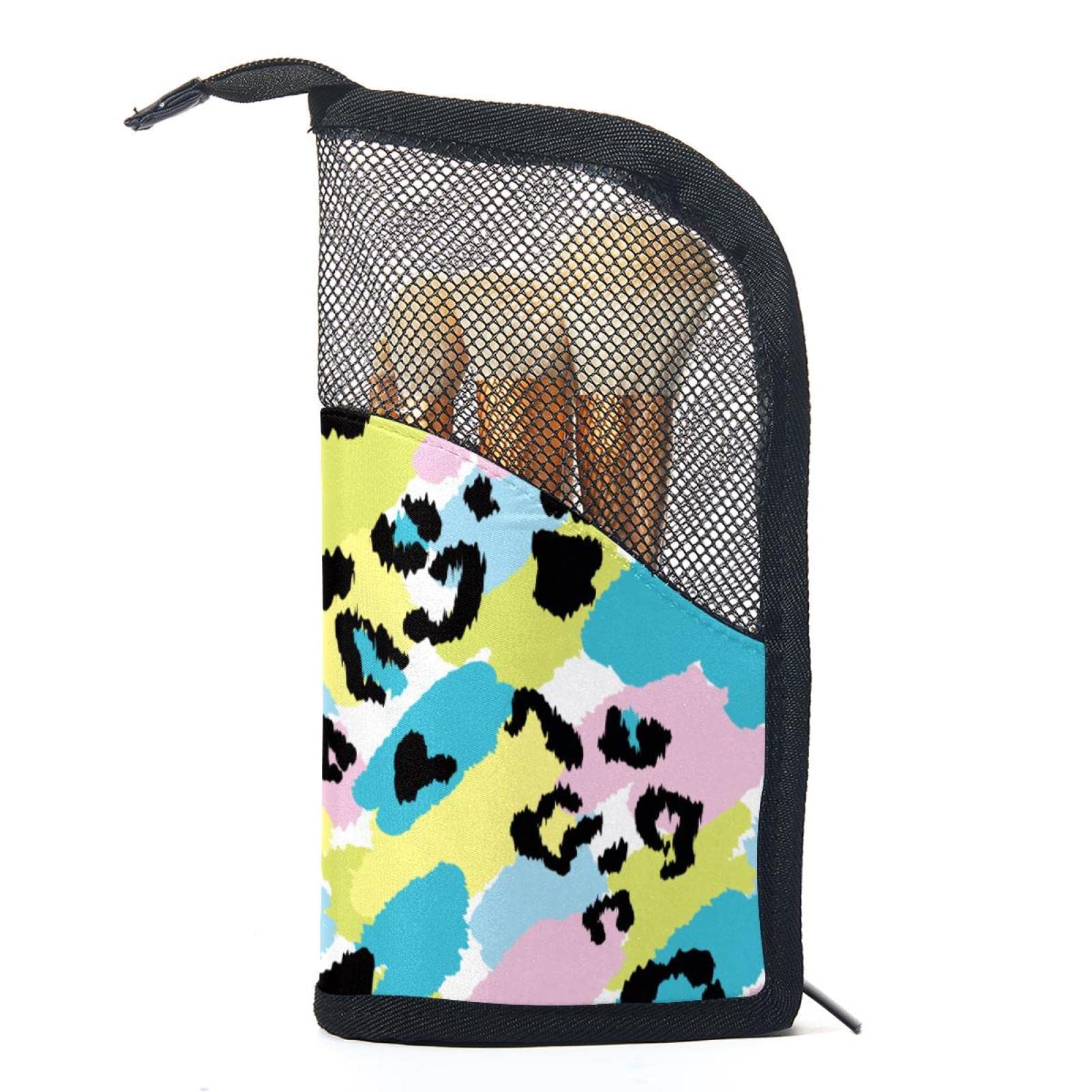 12-Piece Makeup Brush Set with Leopard Print Organizer Bag - Portable Vintage Style Brush Holder for Travel & Home Storage - Perfect for Makeup Artists & Beauty Enthusiasts