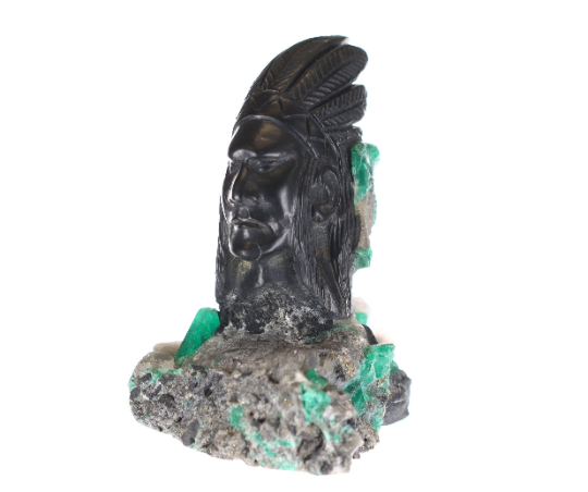 Colombian Emerald Red Skin Indian Rough Crystal Sculpture - Handcrafted Gemstone Art for Home Decor, Meditation & Spiritual Healing