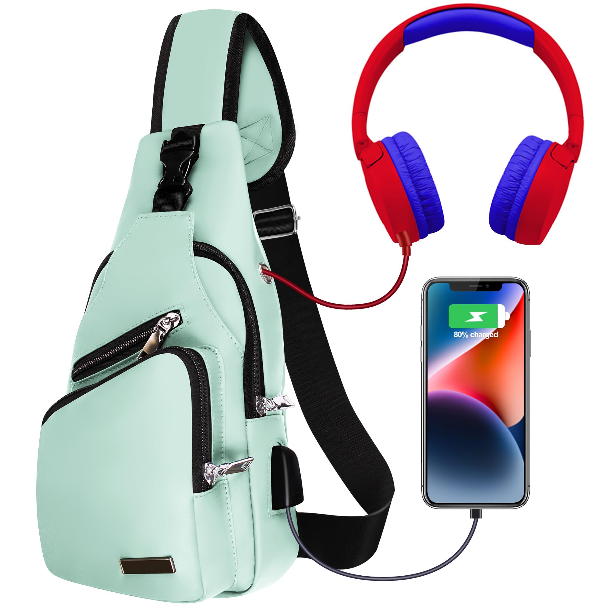 Stylish Unisex Crossbody Sling Bag with USB Charging Port - Perfect for Walking, Hiking, Travel & Daily Commute