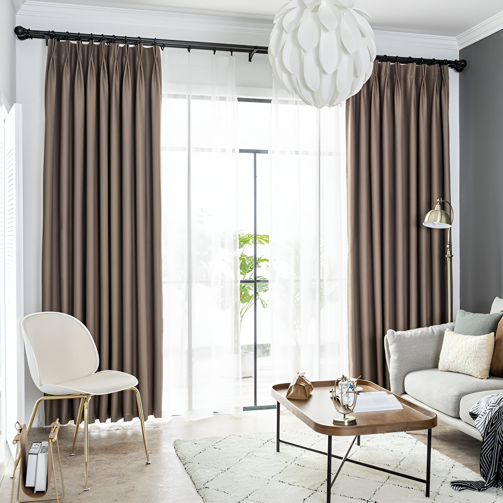 Presley Polyester Minimalist Soundproof Blackout Custom Curtains - Thermal Insulated Window Drapes for Bedroom, Living Room & Home Theater