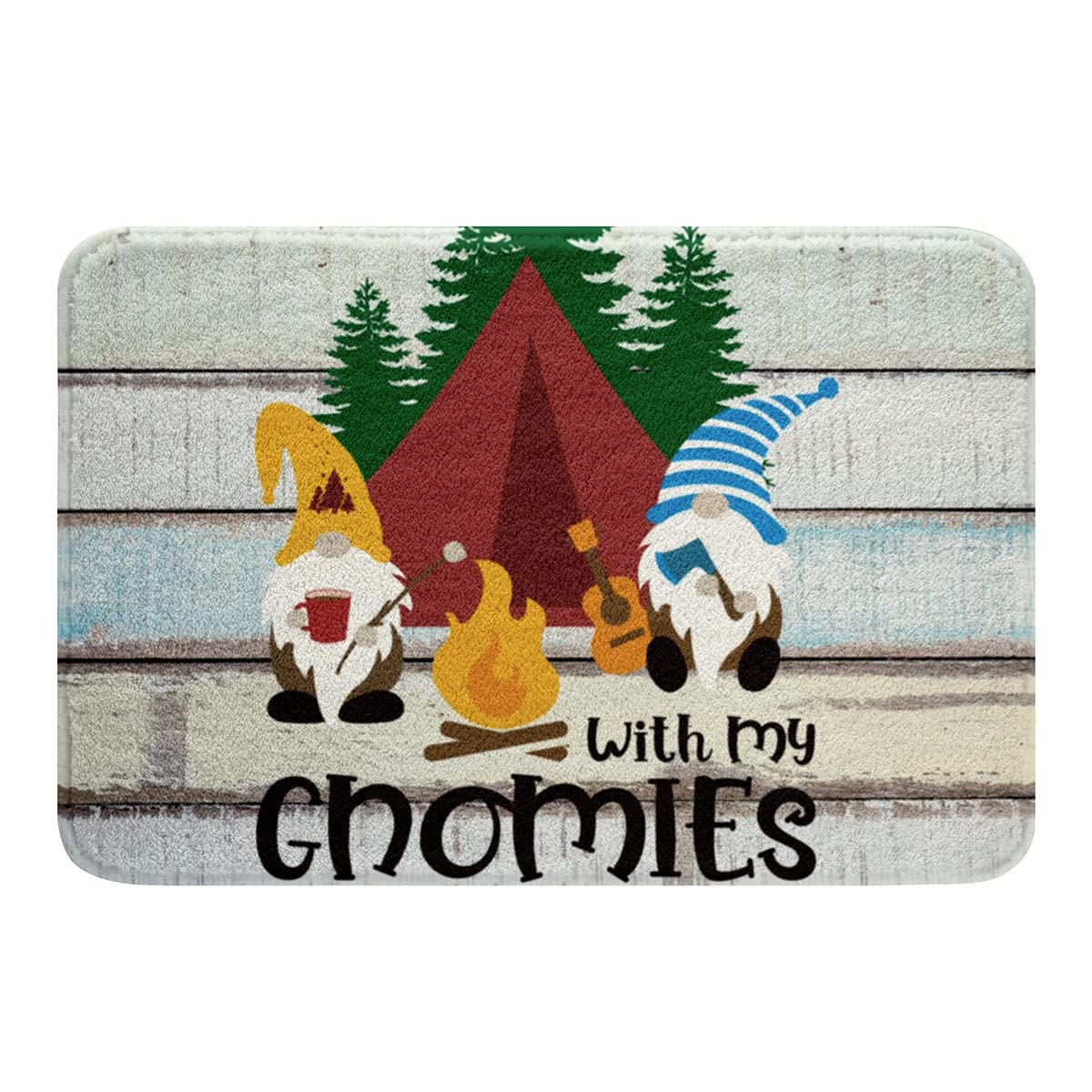 Cute Gnome Happy Camping Bath Mats - Non-Slip Water Absorbent Bathroom Rugs for Kids, Farmhouse Decor (20
