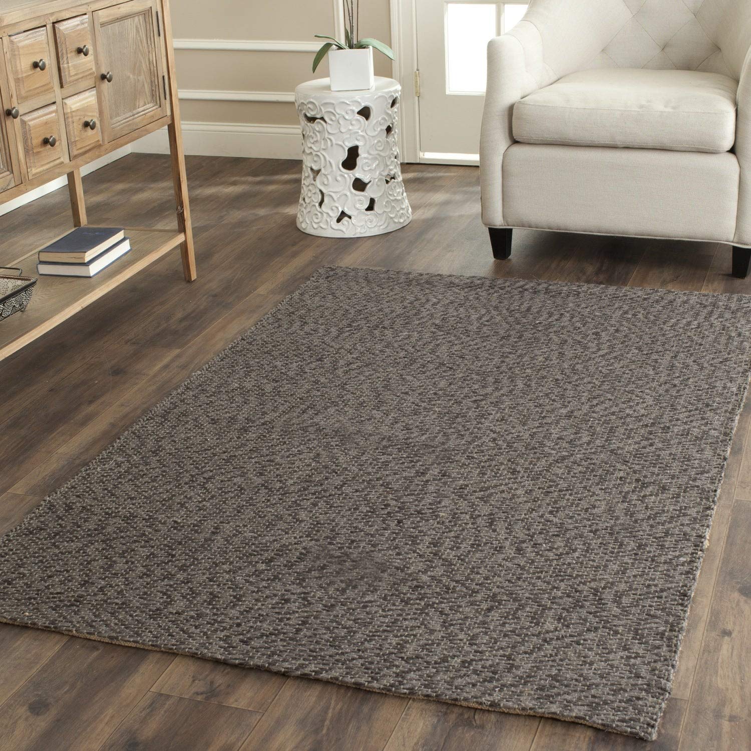 SAFAVIEH Natural Fiber Collection 6'x6' Square Grey Handmade Premium Jute Area Rug - Soft & Durable for Living Room, Bedroom, or Office Decor