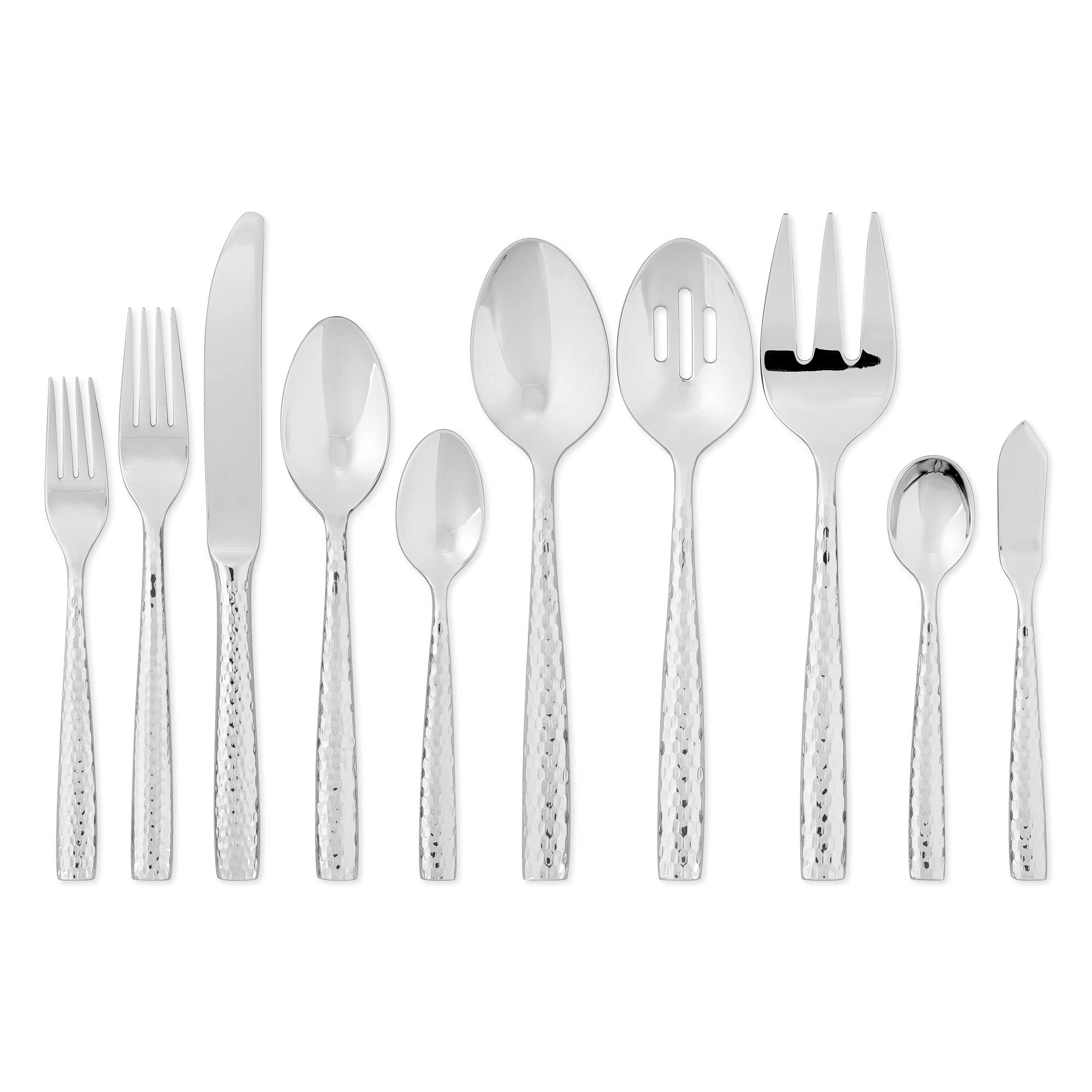 UPware 45-Piece 18/8 Stainless Steel Flatware Set - Service for 8 with Knives, Forks, Spoons, Teaspoons & Salad Forks - Mirror Polished Dishwasher Safe Cutlery Set for Dinner Parties, Restaurants & Home Use (Martello)