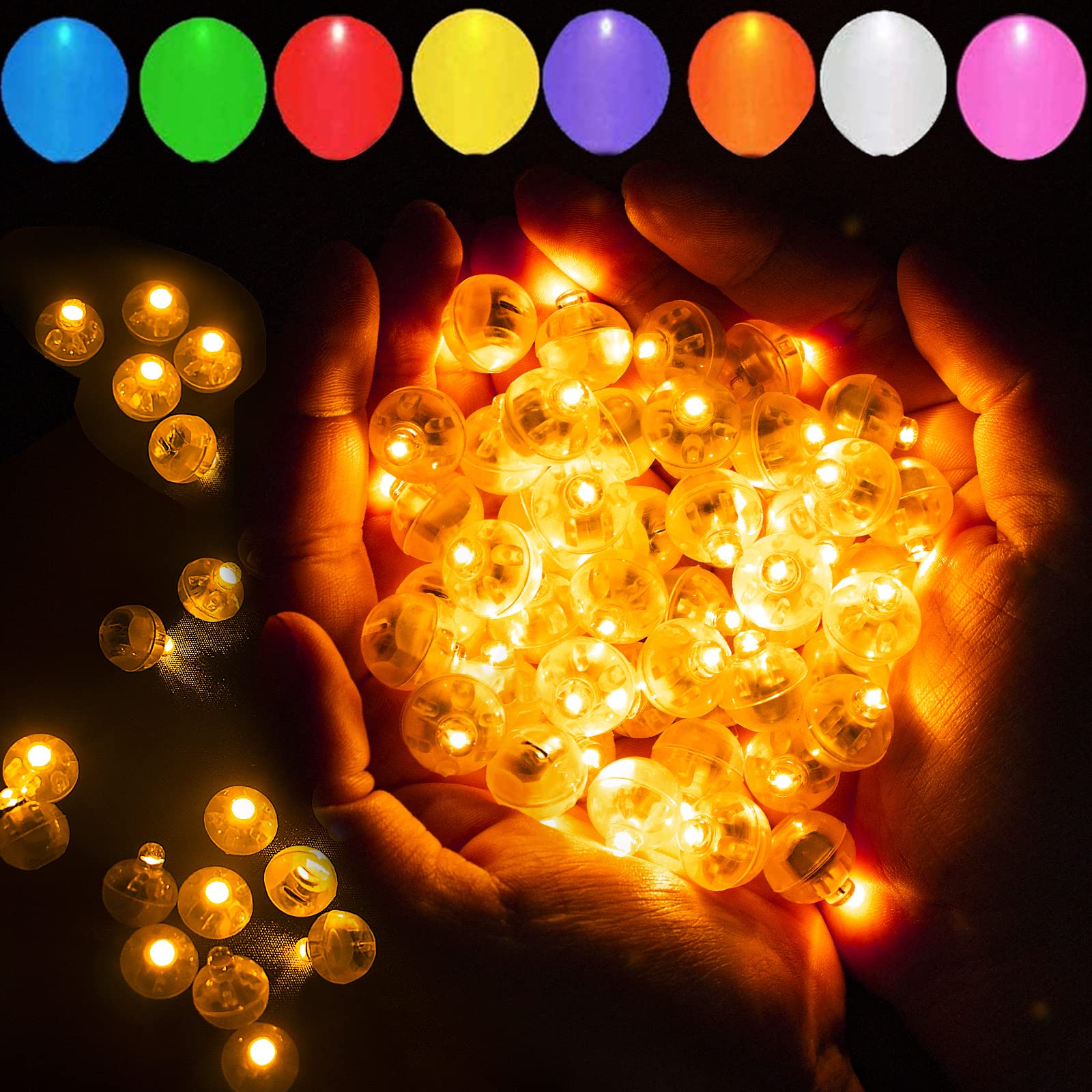 100 Pcs LED Orange Balloon Lights - Tiny Round LED Lamps for Paper Lanterns, Indoor/Outdoor Party Decorations - Perfect for Birthday, Wedding & Event Lighting (Warm White Glow) - Create Magical Atmosphere for Garden Parties, Baby Showers & Holiday Celebrations