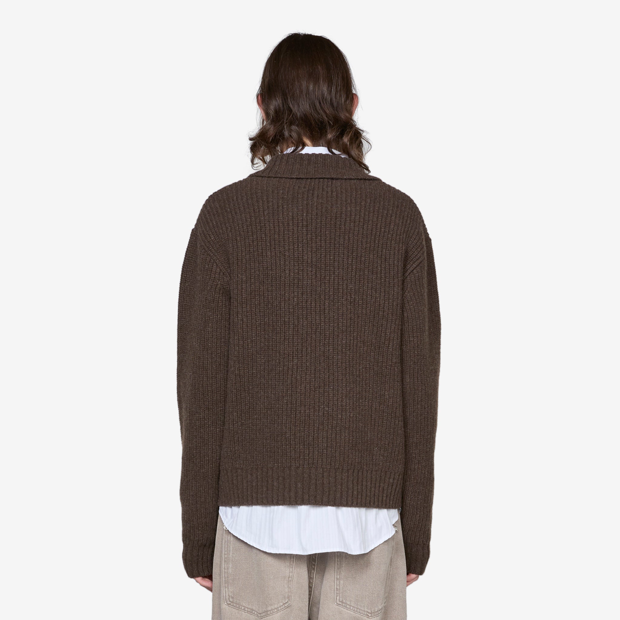 Dark Brown Collar Sweater for Women - Cozy Knit Pullover for Fall & Winter - Perfect for Casual Outfits and Office Wear