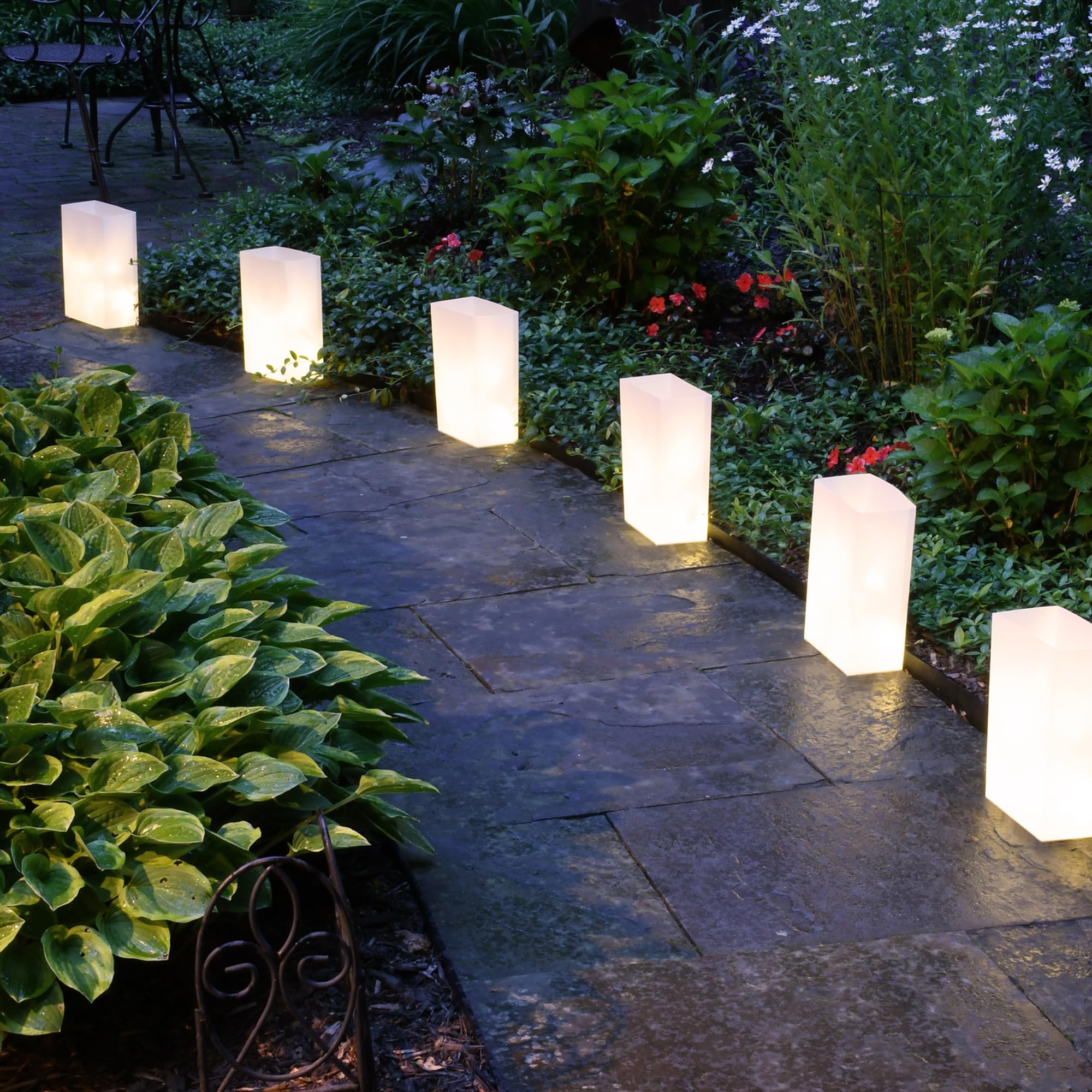 LumaBase 77006 Battery Operated Timer Luminaria Kit - White Outdoor Christmas Light Timer for Holiday Decorations & Pathway Lighting