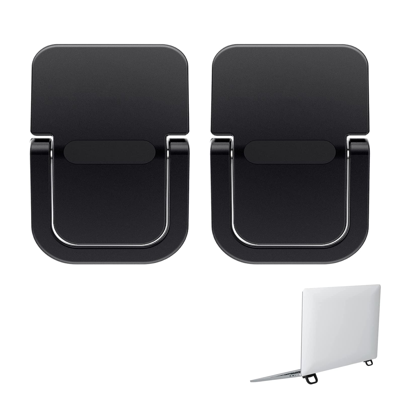 Foldable Laptop Holder Keyboard Riser Stand - Self-Adhesive Mini Portable Laptop Stand, Invisible Computer Mount for Desk, Notebook, Phone, and Tablets - Perfect for Home, Office, and Travel (Black)