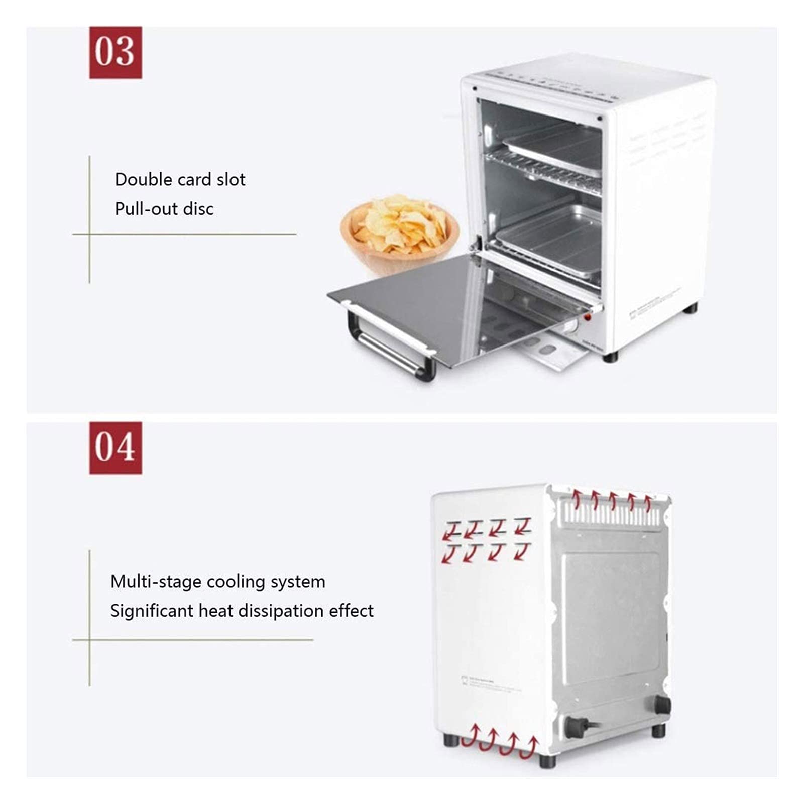 HHWKSJ 8-in-1 Air Fryer Toaster Oven Combo - 800W Countertop Convection Oven for Healthy Frying, Baking, Roasting (Fries, Chicken, Cake, Cookies) - Stainless Steel, Easy to Clean - Perfect for Kitchens, Dorms & Small Apartments